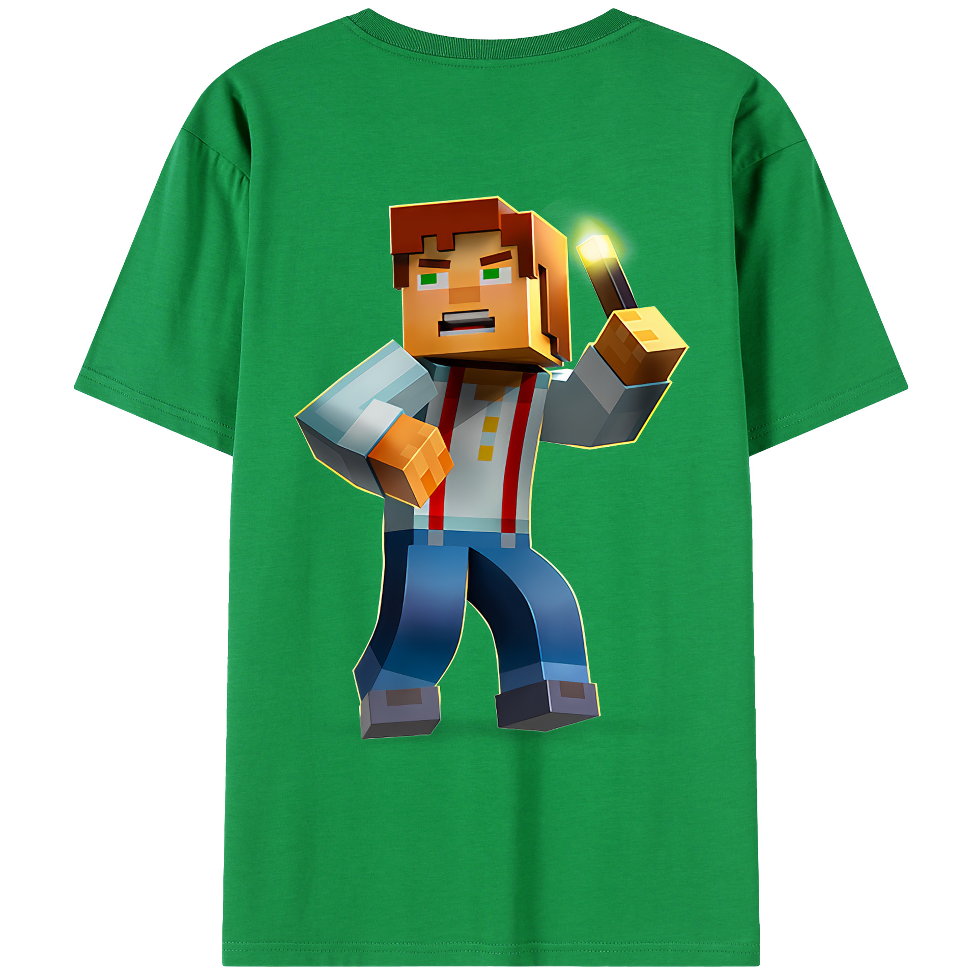 （画像用） マインクラフト ブロックの世界 Minecraft MC Block world レディース半袖Tシャツ(バックプリント)