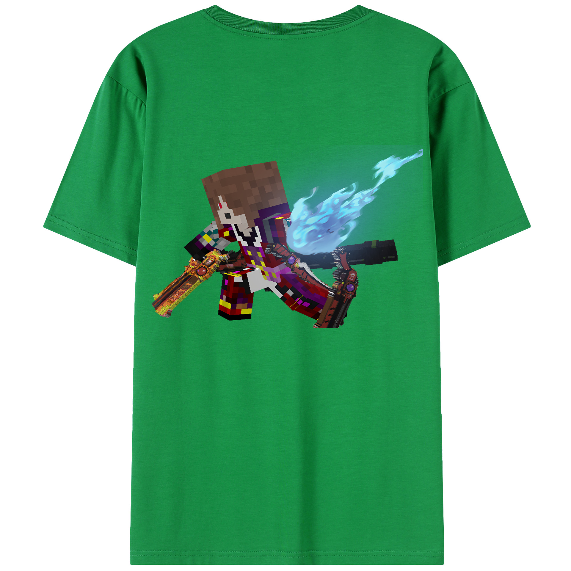 （画像用） マインクラフト ブロックの世界 Minecraft MC Block world レディース半袖Tシャツ(バックプリント)