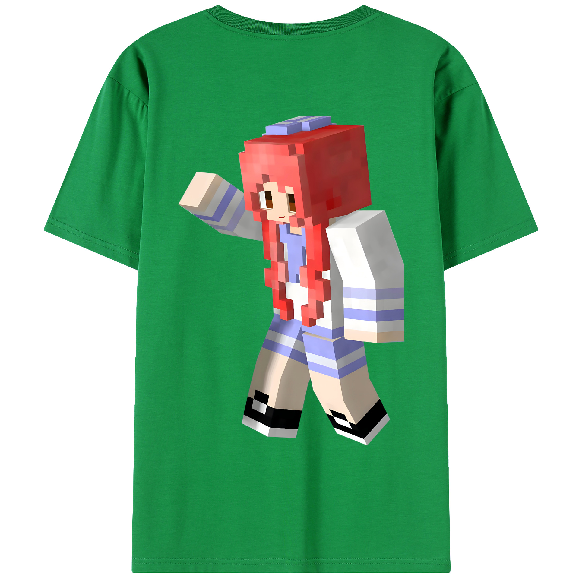 （画像用） マインクラフト ブロックの世界 Minecraft MC Block world レディース半袖Tシャツ(バックプリント)