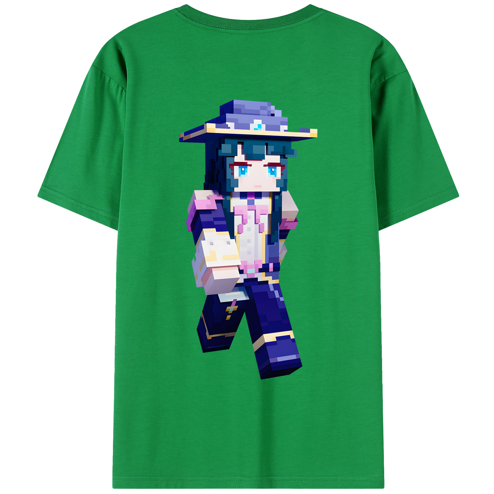 （画像用） マインクラフト ブロックの世界 Minecraft MC Block world レディース半袖Tシャツ(バックプリント)