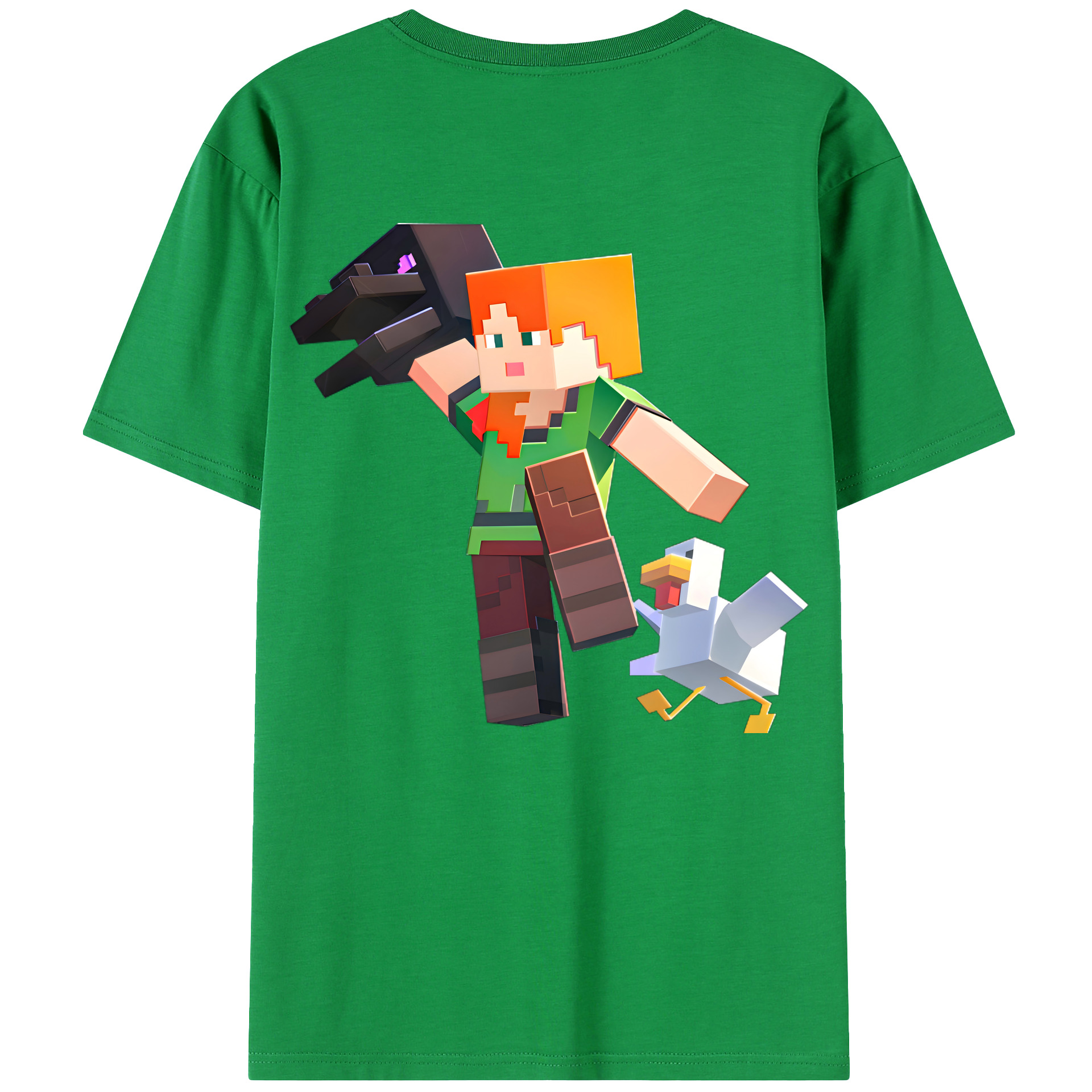 （画像用） マインクラフト ブロックの世界 Minecraft MC Block world レディース半袖Tシャツ(バックプリント)