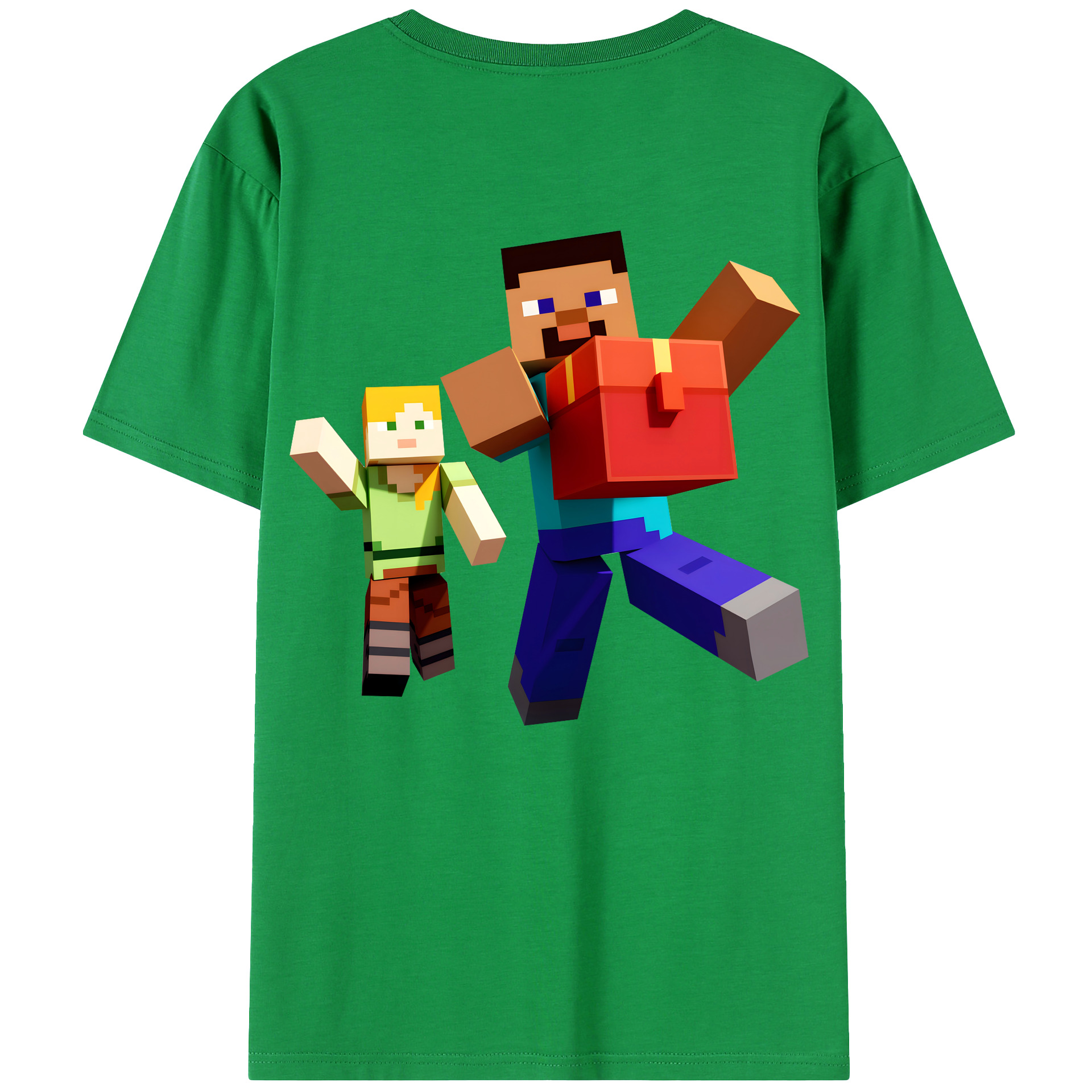 （画像用） マインクラフト ブロックの世界 Minecraft MC Block world レディース半袖Tシャツ(バックプリント)