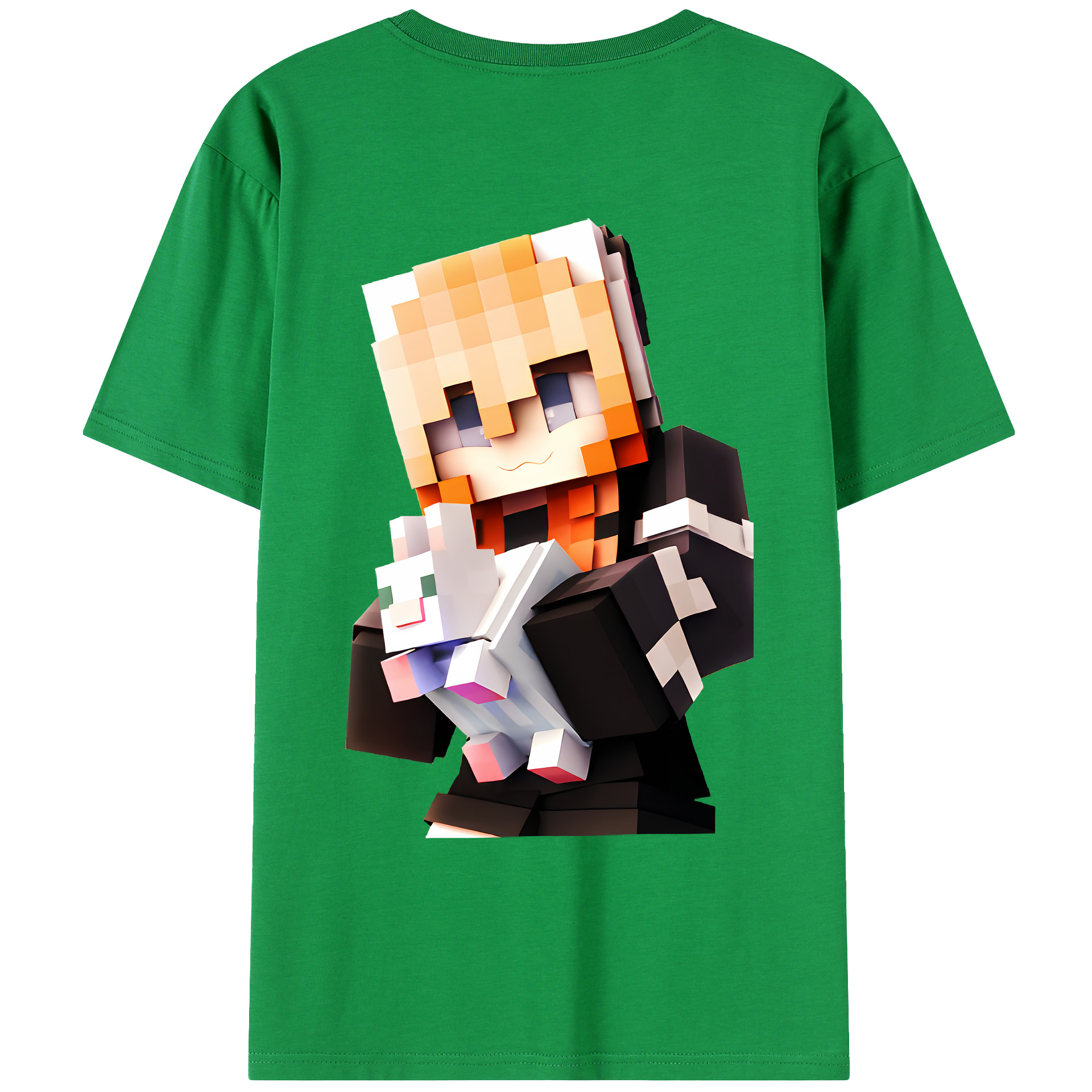 （画像用） マインクラフト ブロックの世界 Minecraft MC Block world レディース半袖Tシャツ(バックプリント)