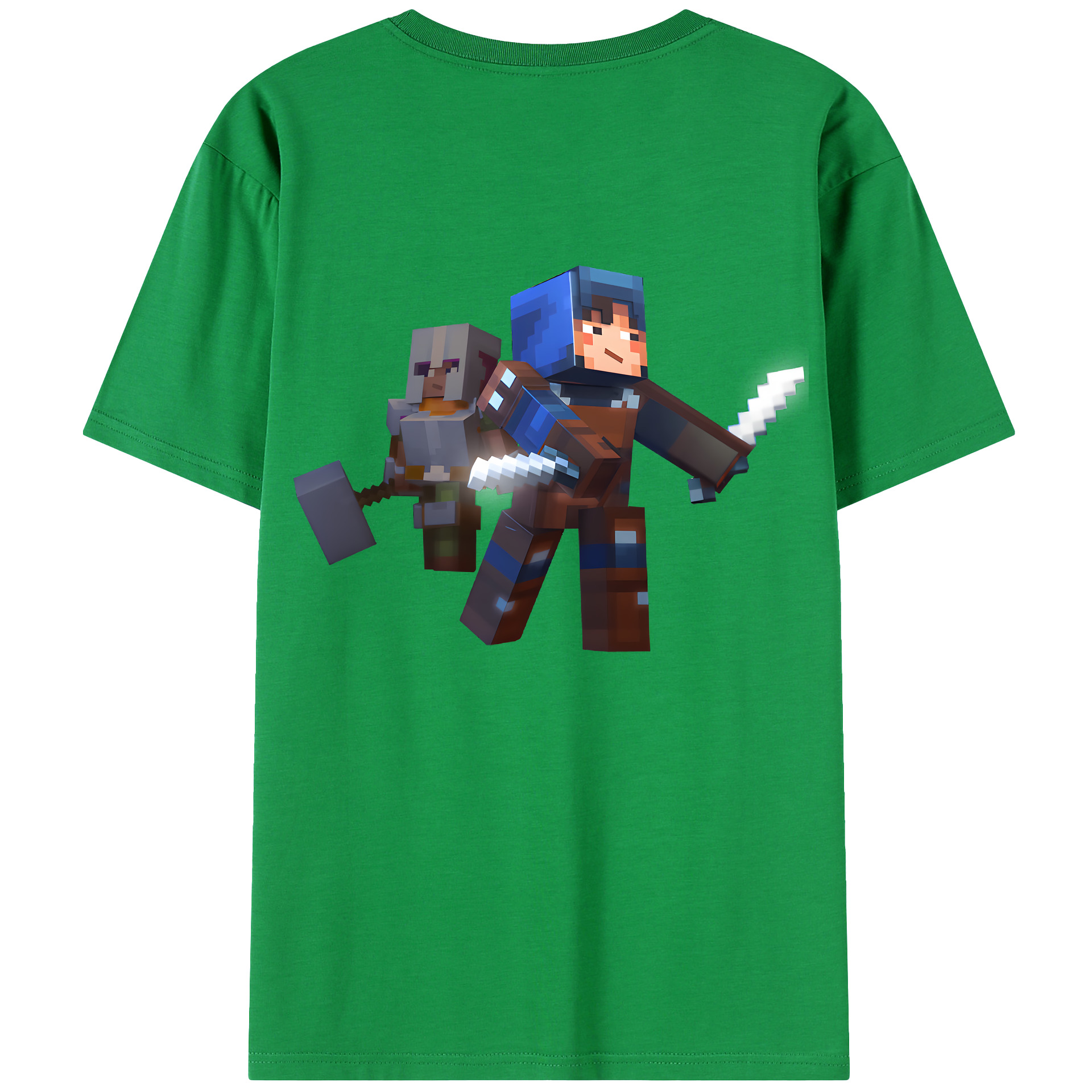 （画像用） マインクラフト ブロックの世界 Minecraft MC Block world レディース半袖Tシャツ(バックプリント)