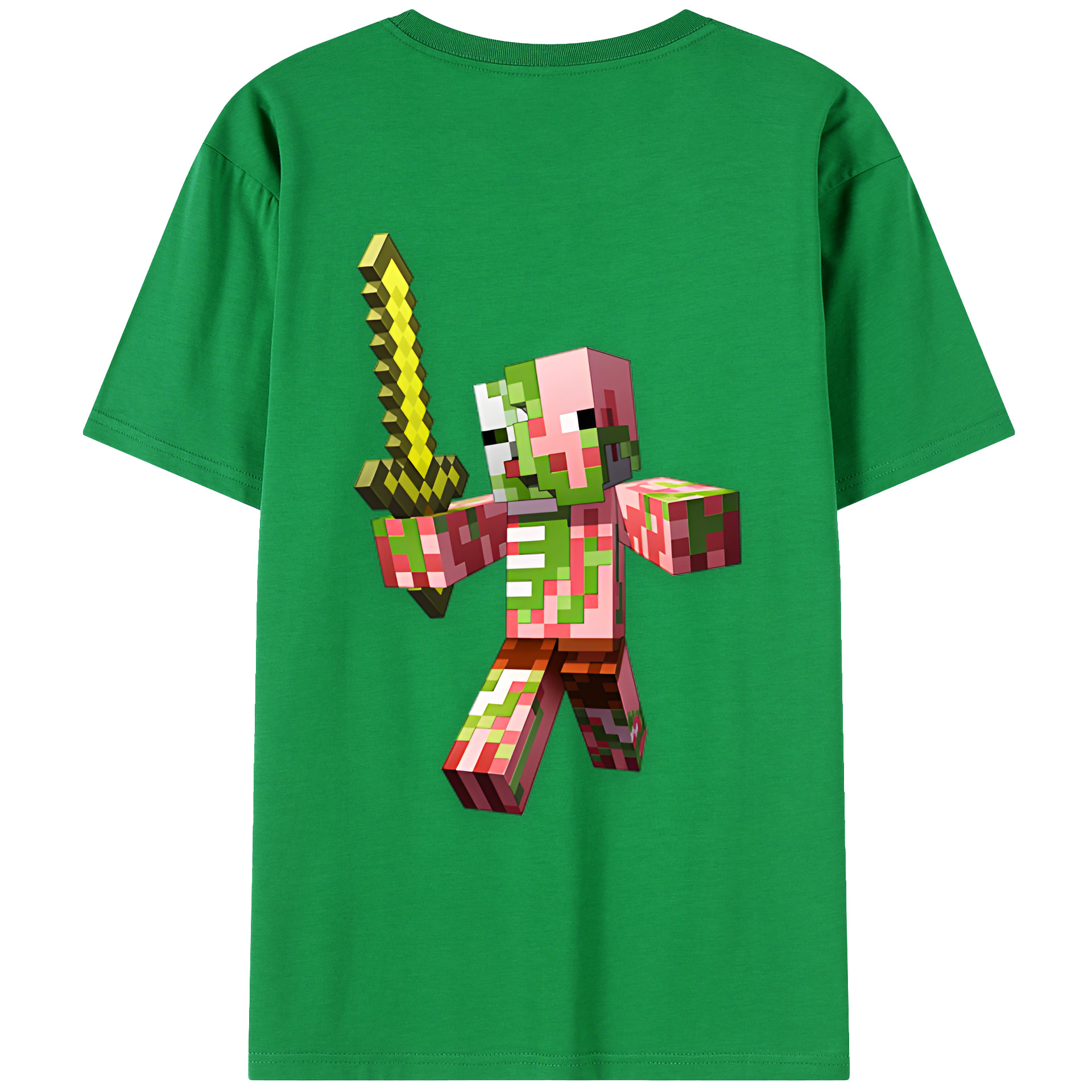 （画像用） マインクラフト ブロックの世界 Minecraft MC Block world レディース半袖Tシャツ(バックプリント)