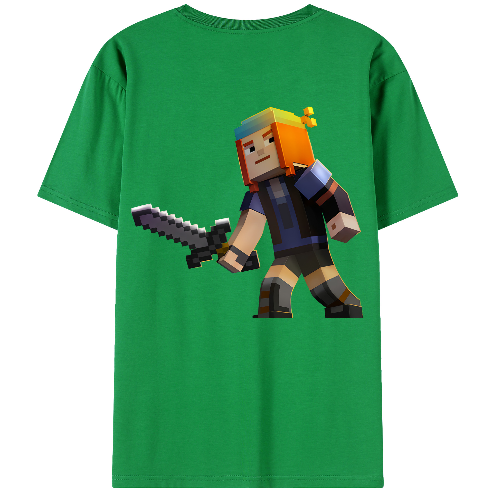 （画像用） マインクラフト ブロックの世界 Minecraft MC Block world レディース半袖Tシャツ(バックプリント)