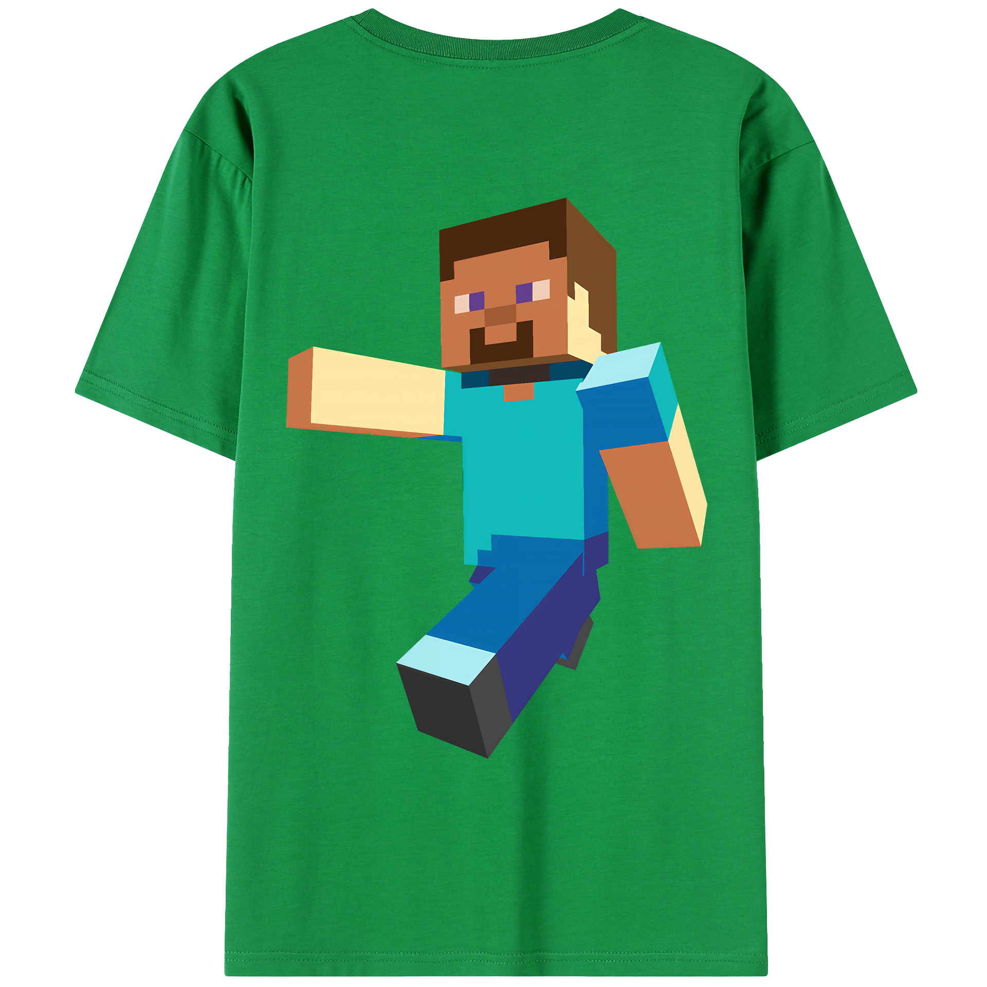 （画像用） マインクラフト ブロックの世界 Minecraft MC Block world レディース半袖Tシャツ(バックプリント)
