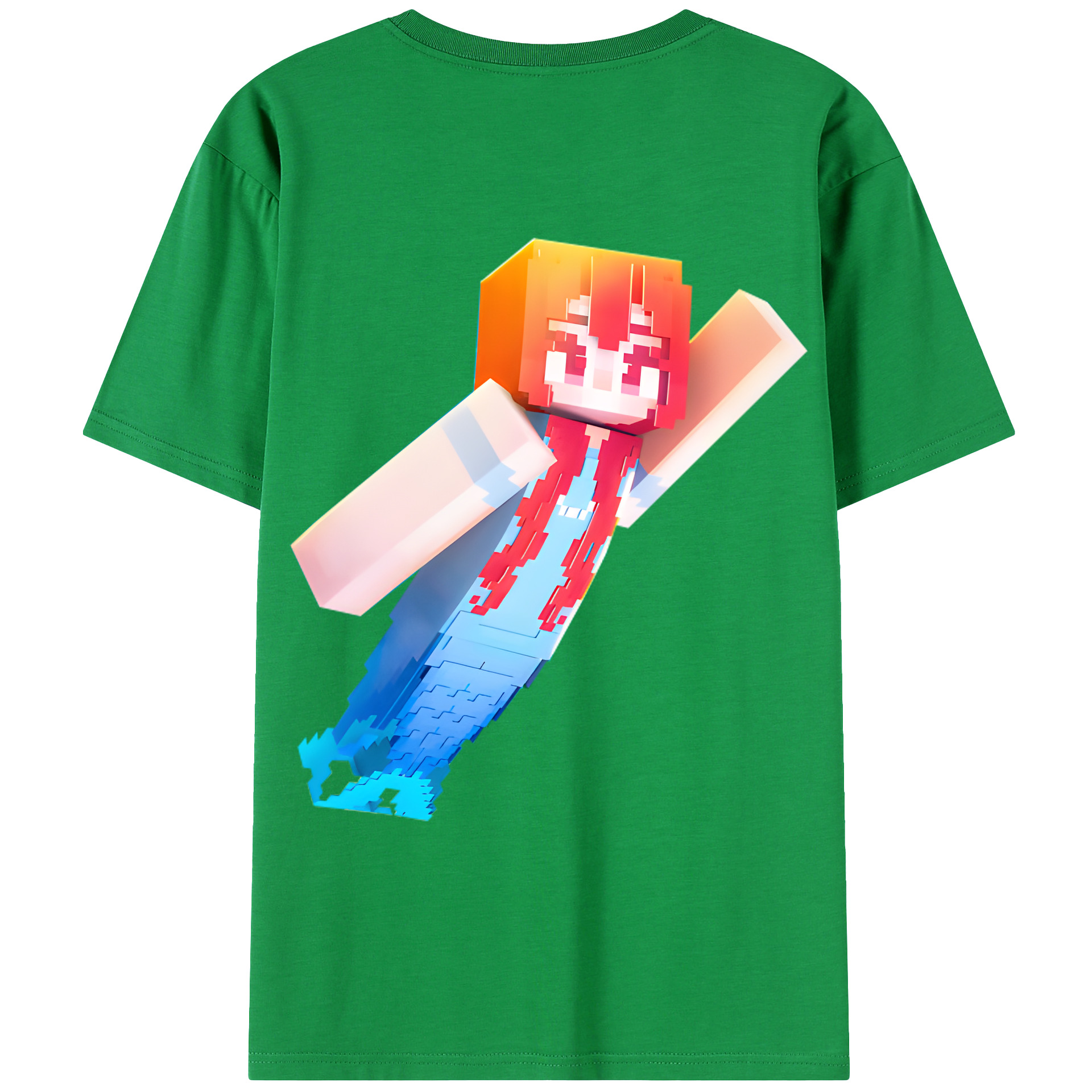（画像用） マインクラフト ブロックの世界 Minecraft MC Block world レディース半袖Tシャツ(バックプリント)
