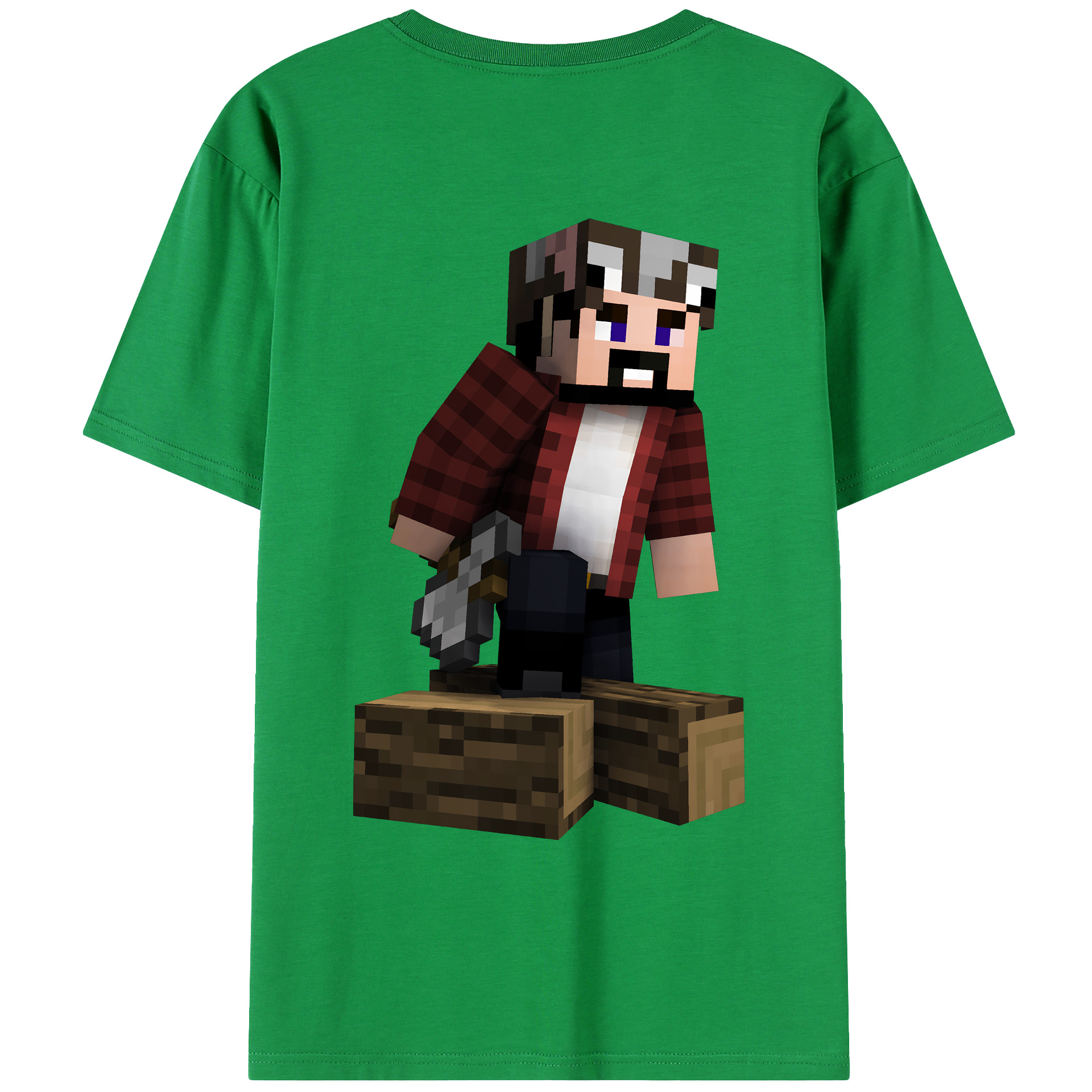 （画像用） マインクラフト ブロックの世界 Minecraft MC Block world レディース半袖Tシャツ(バックプリント)