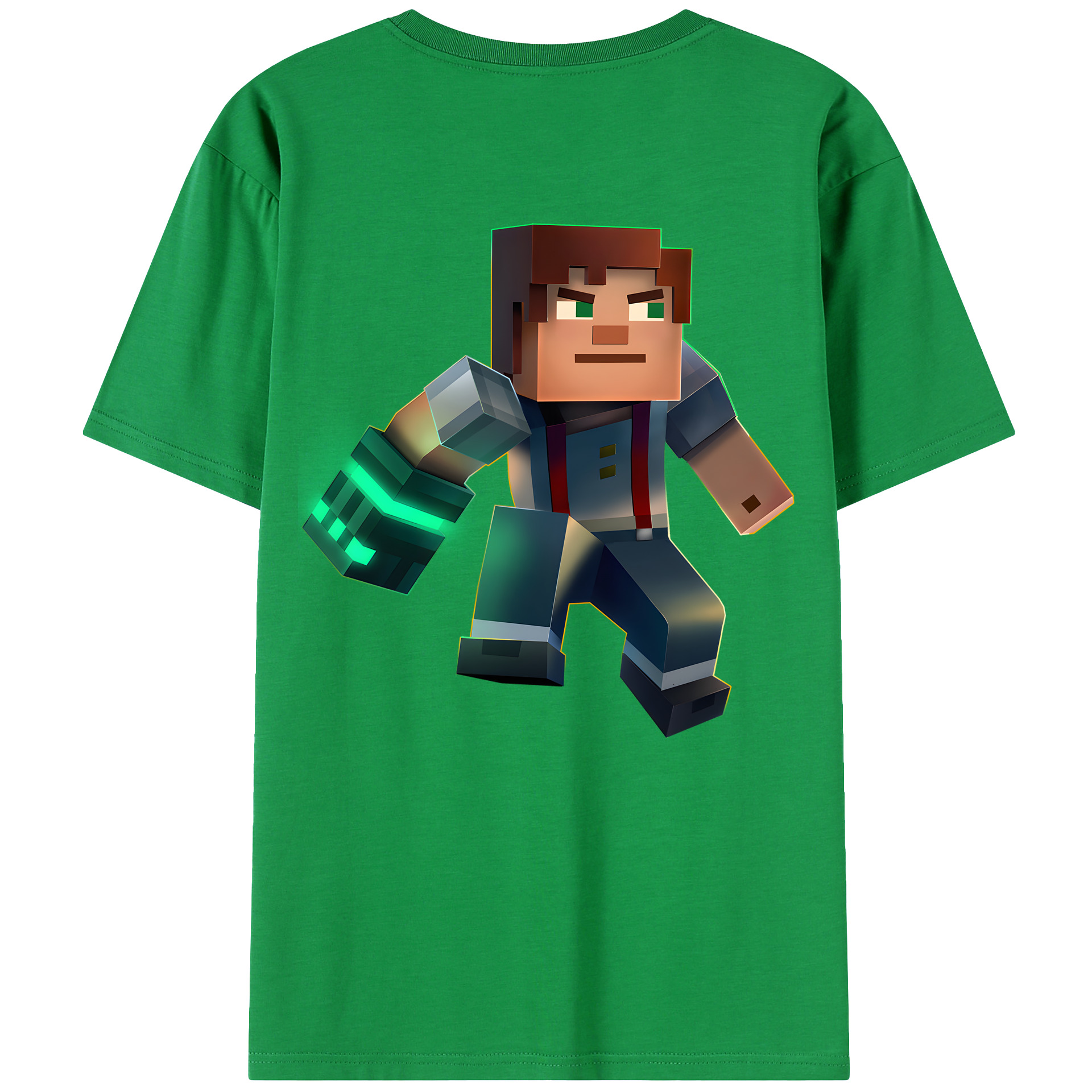 （画像用） マインクラフト ブロックの世界 Minecraft MC Block world レディース半袖Tシャツ(バックプリント)