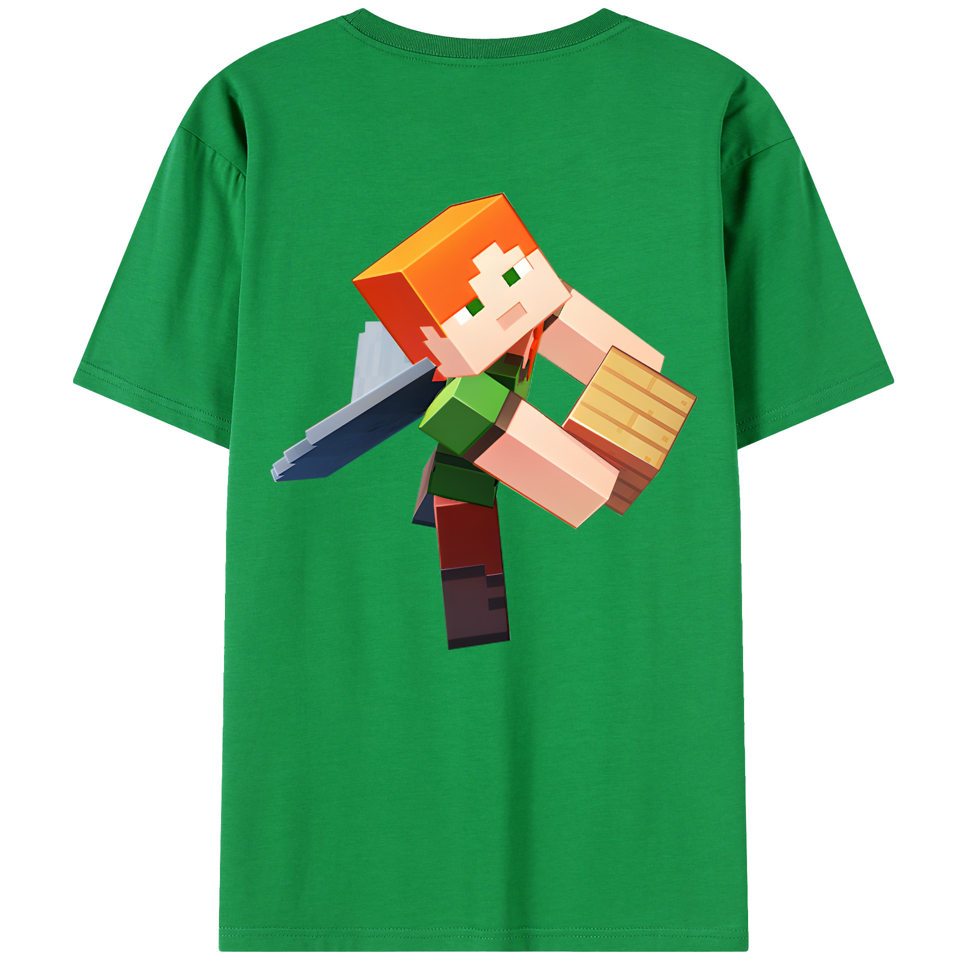 （画像用） マインクラフト ブロックの世界 Minecraft MC Block world レディース半袖Tシャツ(バックプリント)