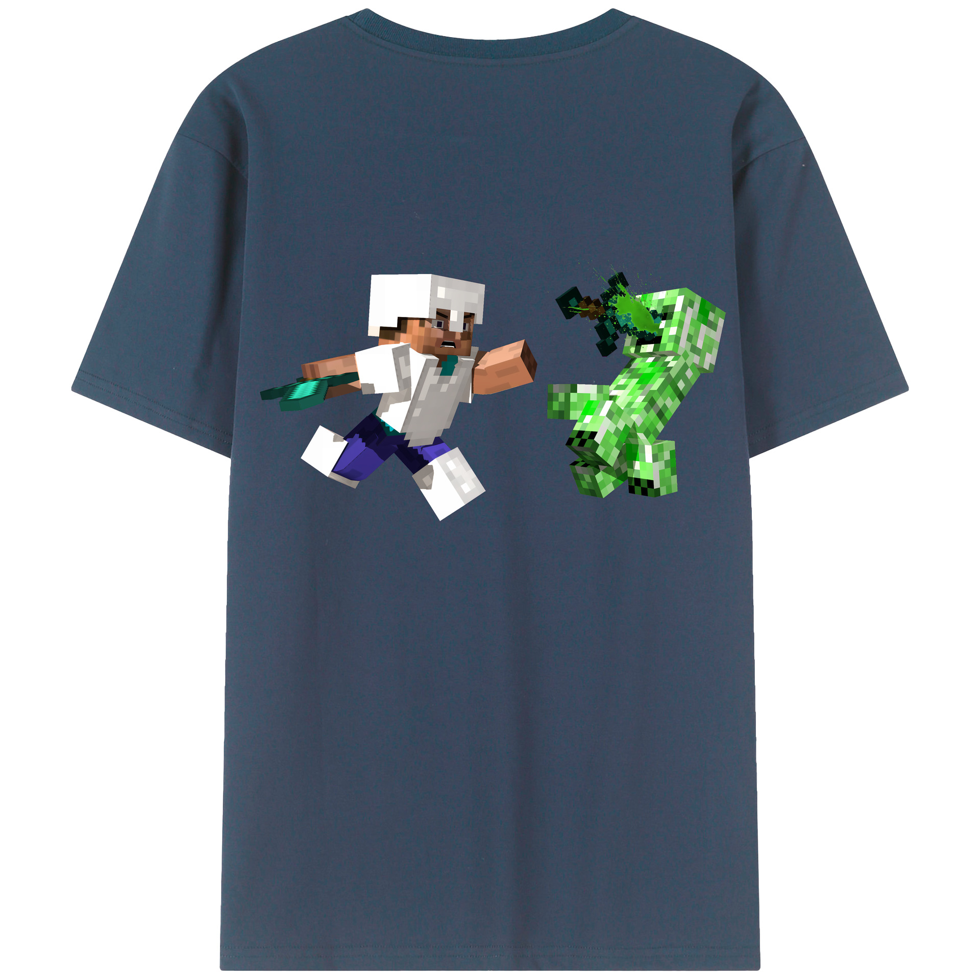 （画像用） マインクラフト ブロックの世界 Minecraft MC Block world レディース半袖Tシャツ(バックプリント)