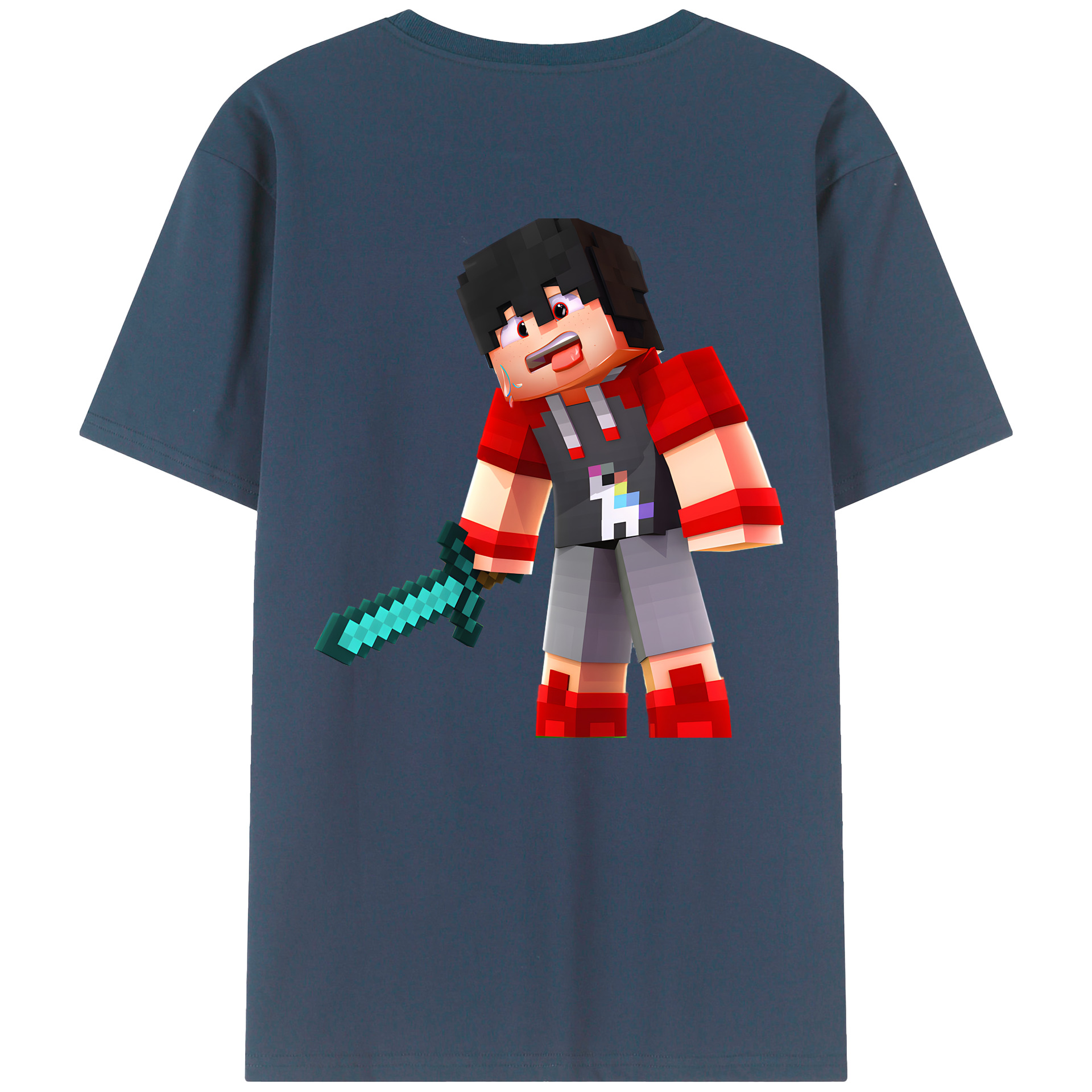 （画像用） マインクラフト ブロックの世界 Minecraft MC Block world レディース半袖Tシャツ(バックプリント)