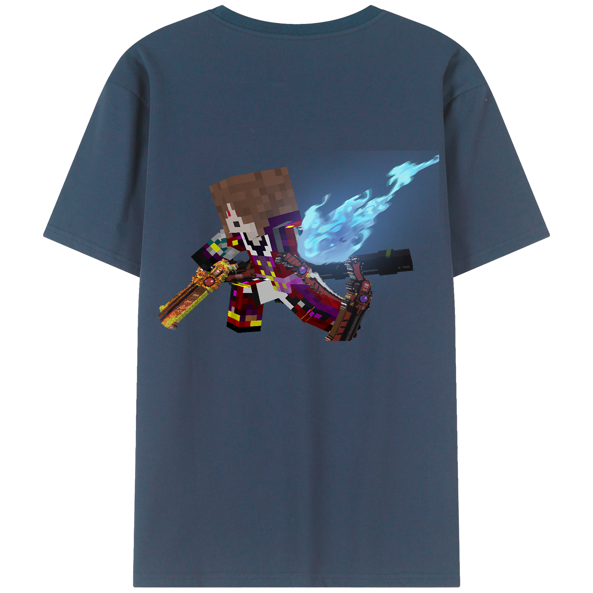 （画像用） マインクラフト ブロックの世界 Minecraft MC Block world レディース半袖Tシャツ(バックプリント)