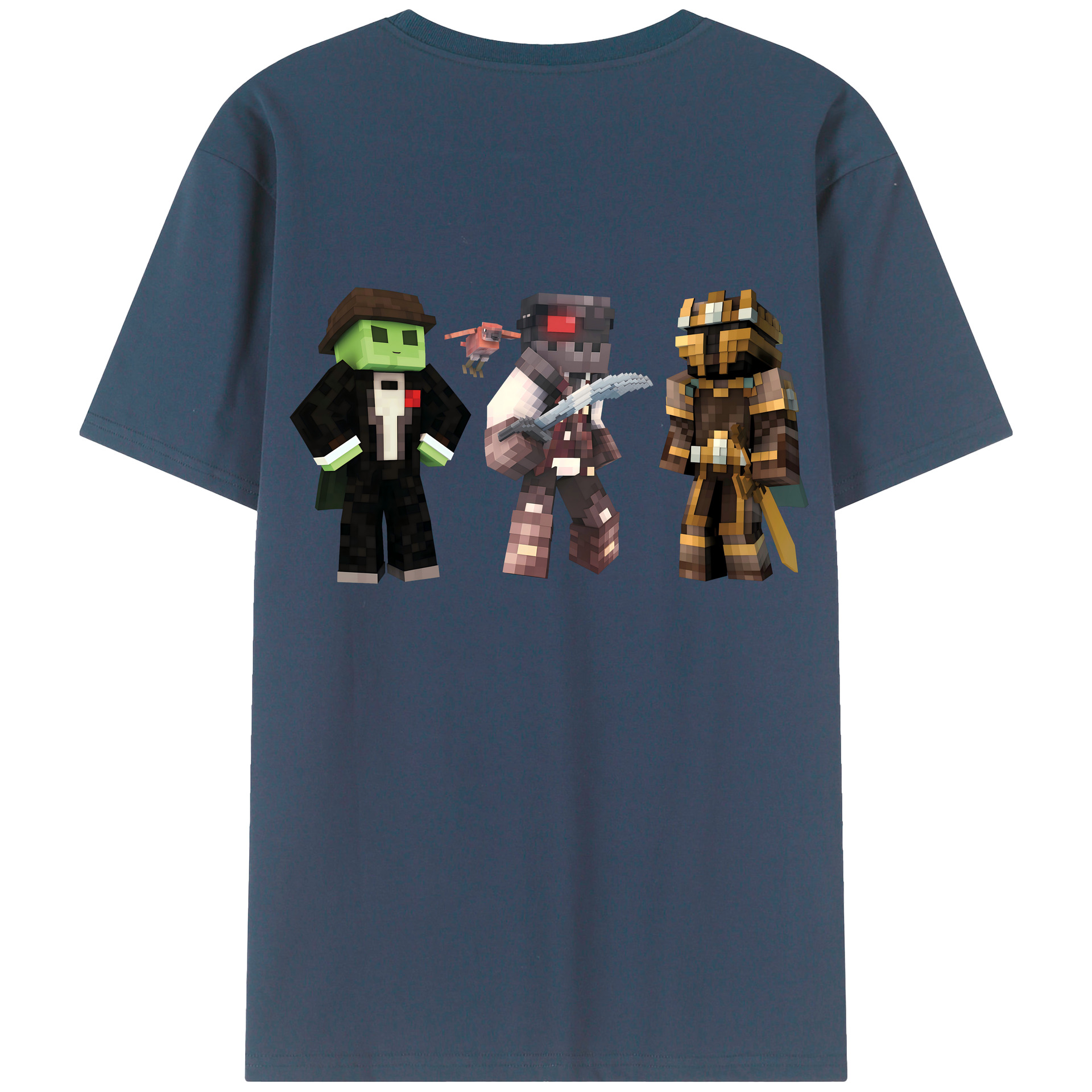 （画像用） マインクラフト ブロックの世界 Minecraft MC Block world レディース半袖Tシャツ(バックプリント)