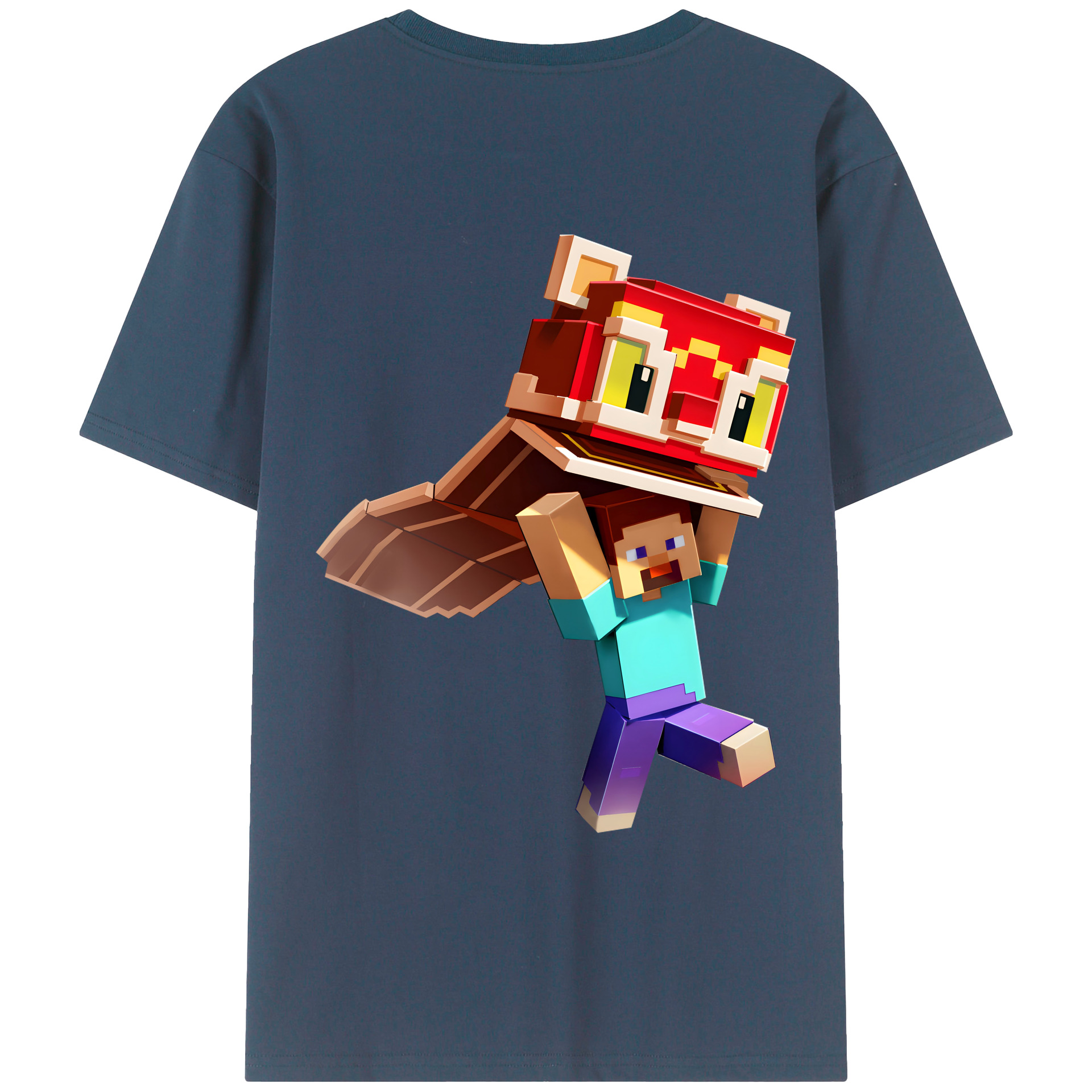 （画像用） マインクラフト ブロックの世界 Minecraft MC Block world レディース半袖Tシャツ(バックプリント)