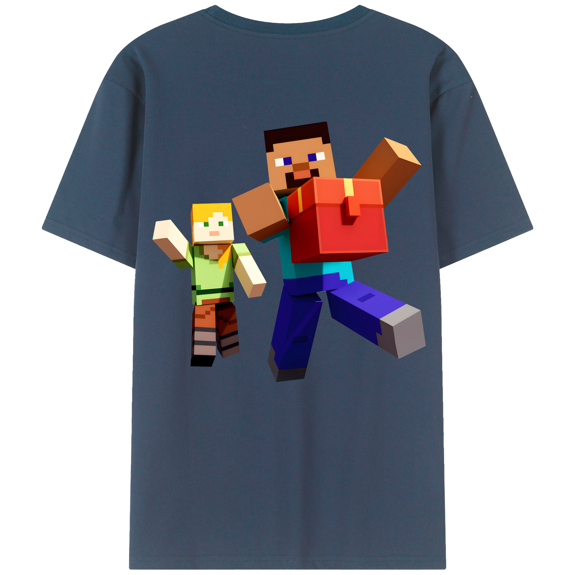 （画像用） マインクラフト ブロックの世界 Minecraft MC Block world レディース半袖Tシャツ(バックプリント)
