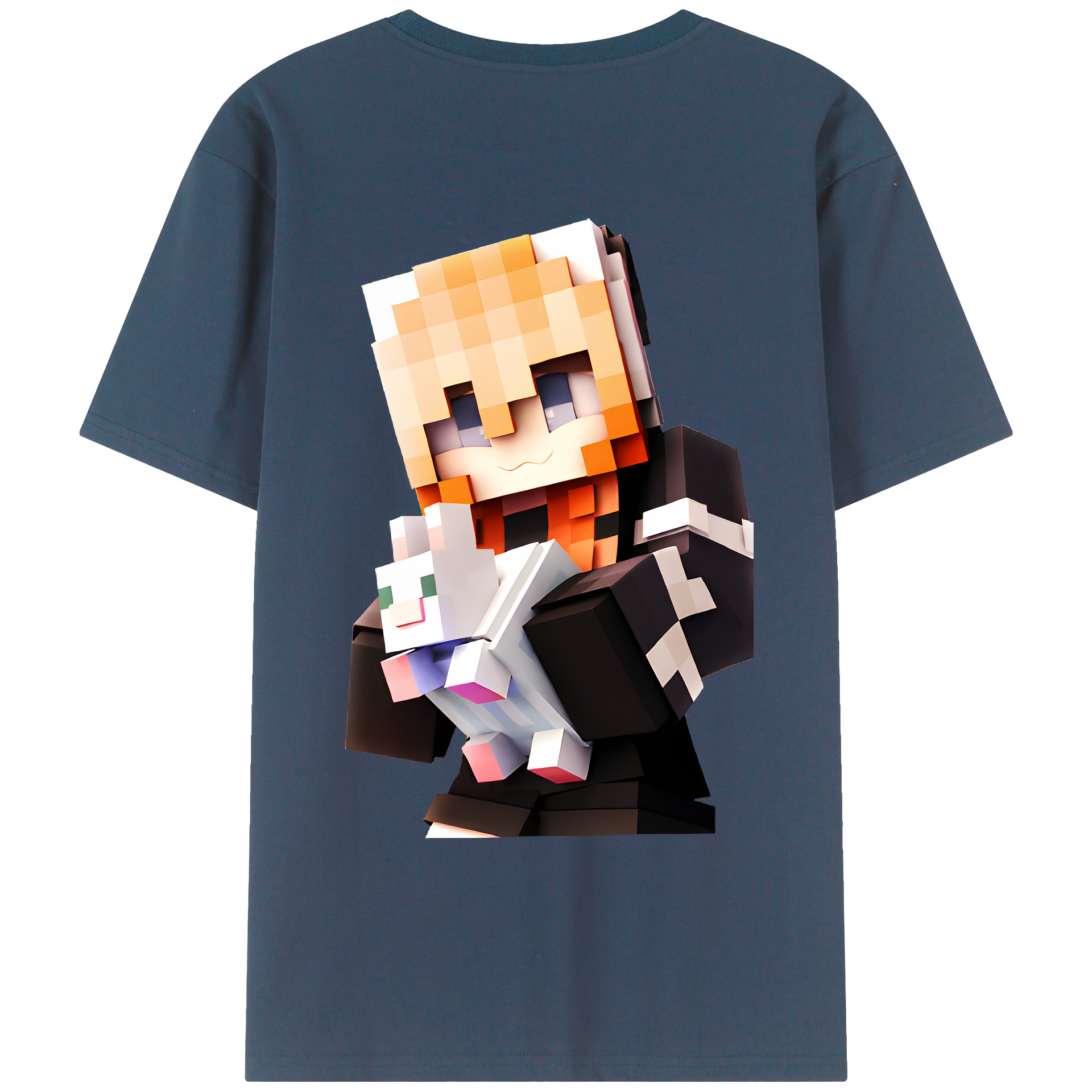 （画像用） マインクラフト ブロックの世界 Minecraft MC Block world レディース半袖Tシャツ(バックプリント)