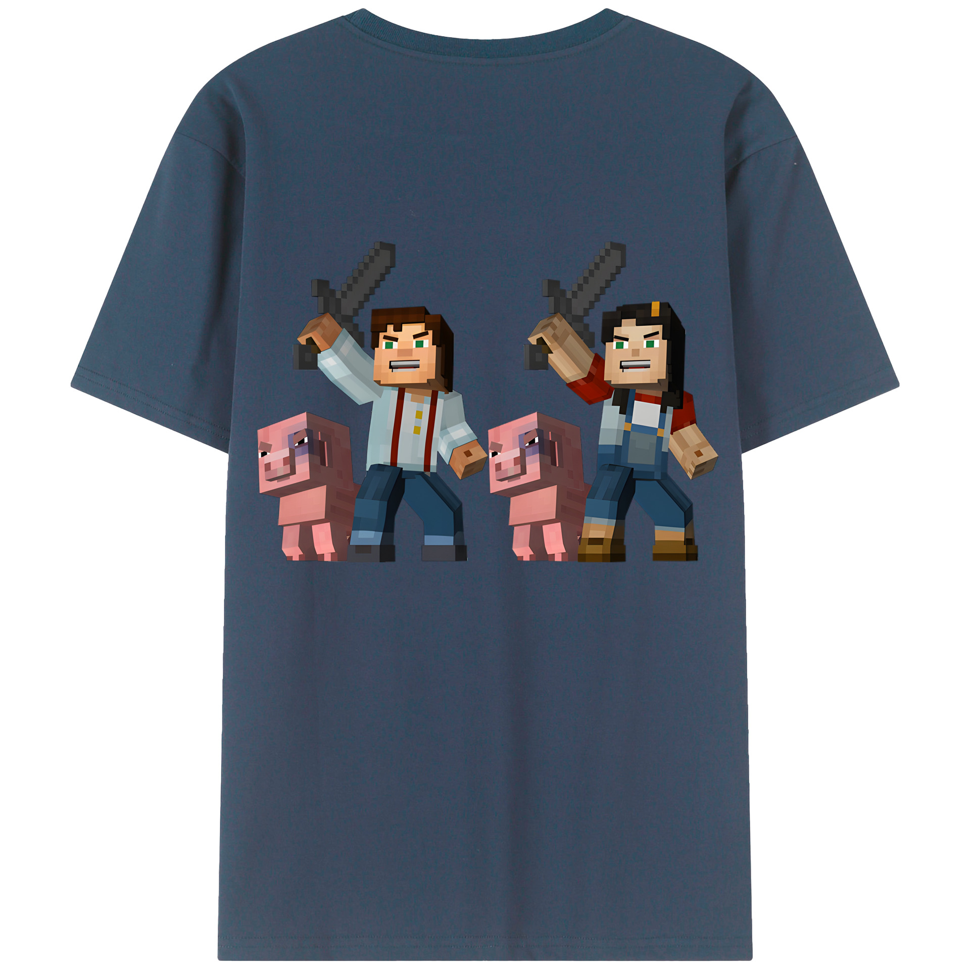 （画像用） マインクラフト ブロックの世界 Minecraft MC Block world レディース半袖Tシャツ(バックプリント)