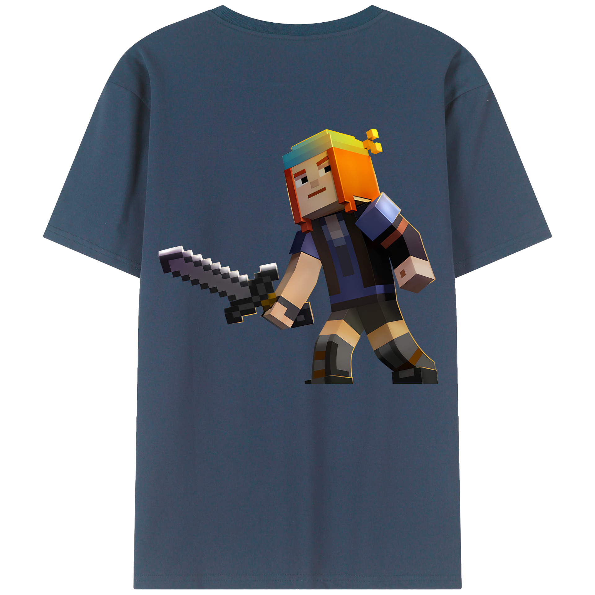 （画像用） マインクラフト ブロックの世界 Minecraft MC Block world レディース半袖Tシャツ(バックプリント)