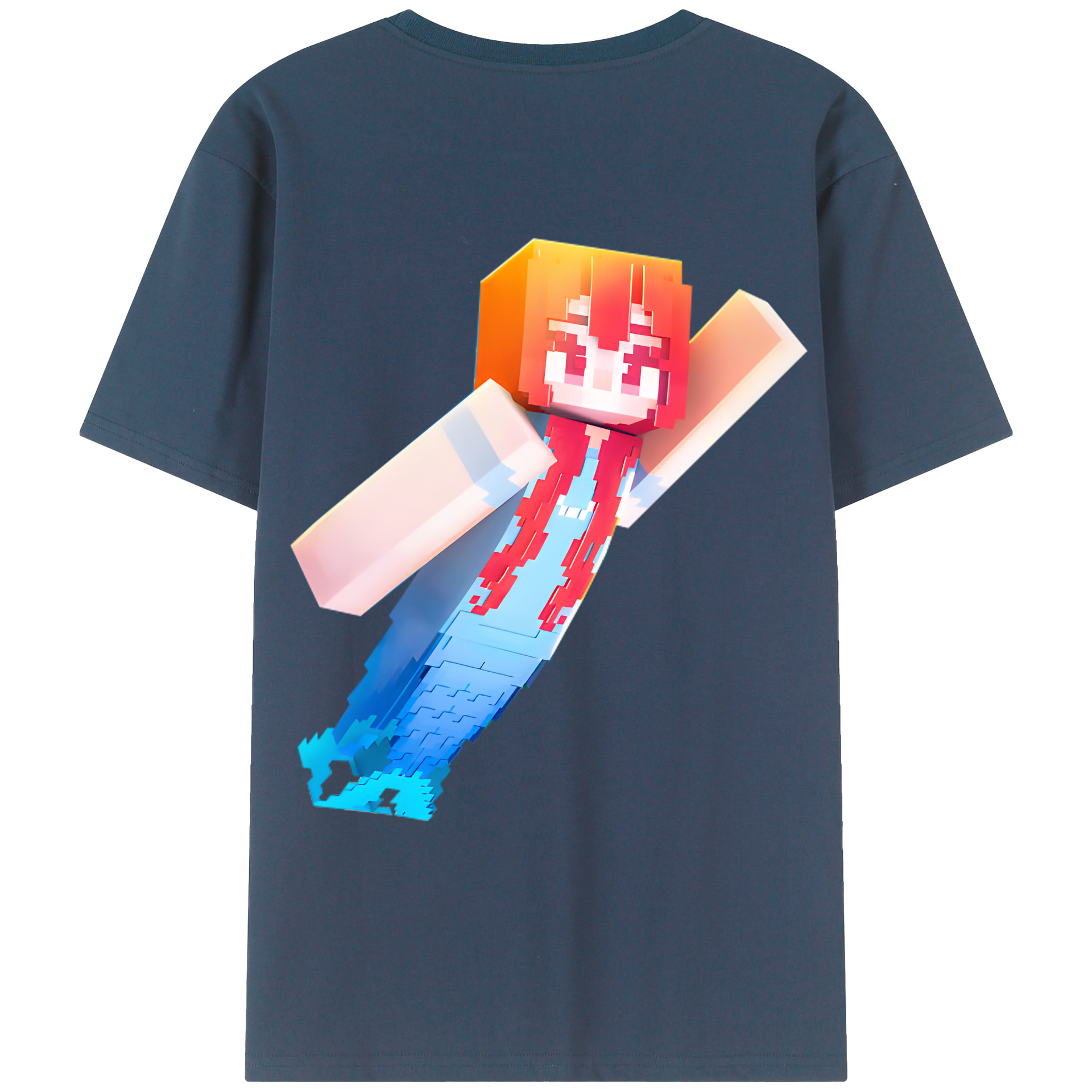 （画像用） マインクラフト ブロックの世界 Minecraft MC Block world レディース半袖Tシャツ(バックプリント)
