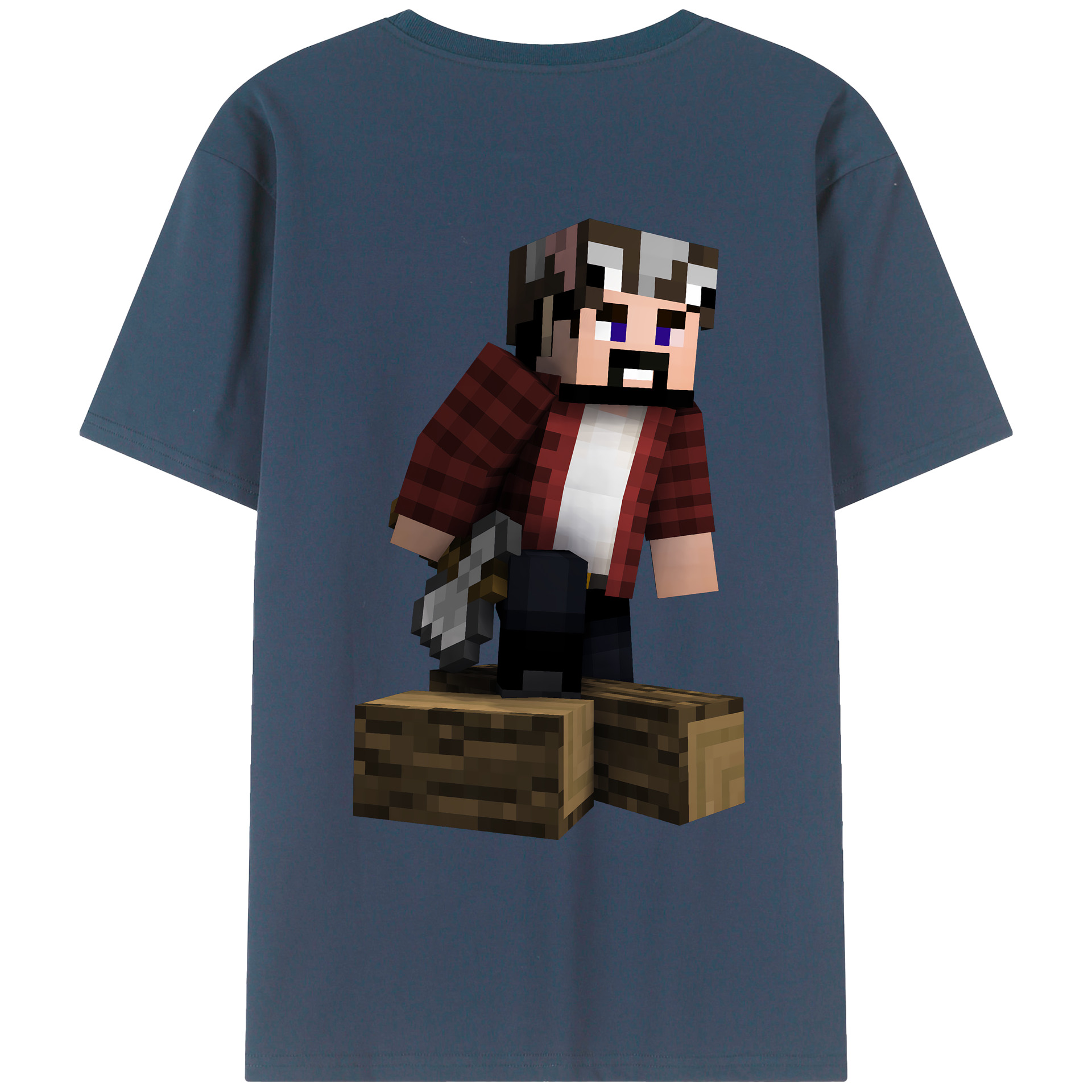 （画像用） マインクラフト ブロックの世界 Minecraft MC Block world レディース半袖Tシャツ(バックプリント)