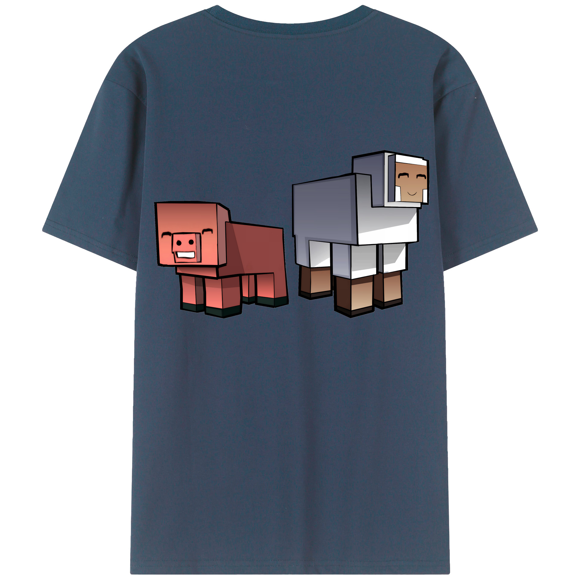 （画像用） マインクラフト ブロックの世界 Minecraft MC Block world レディース半袖Tシャツ(バックプリント)