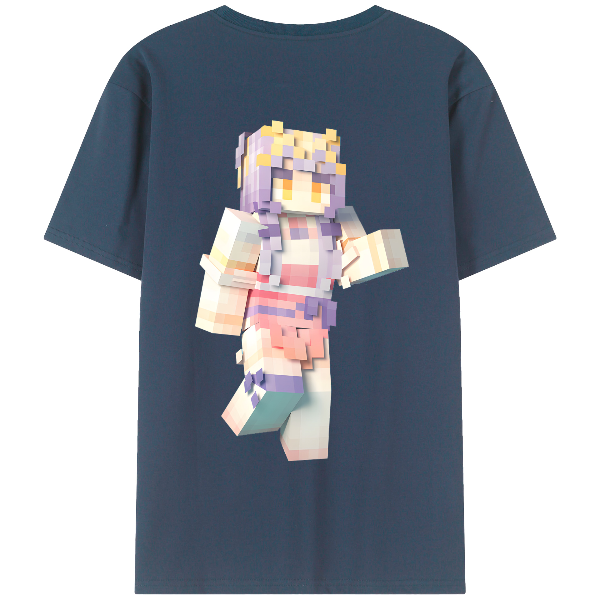 （画像用） マインクラフト ブロックの世界 Minecraft MC Block world レディース半袖Tシャツ(バックプリント)