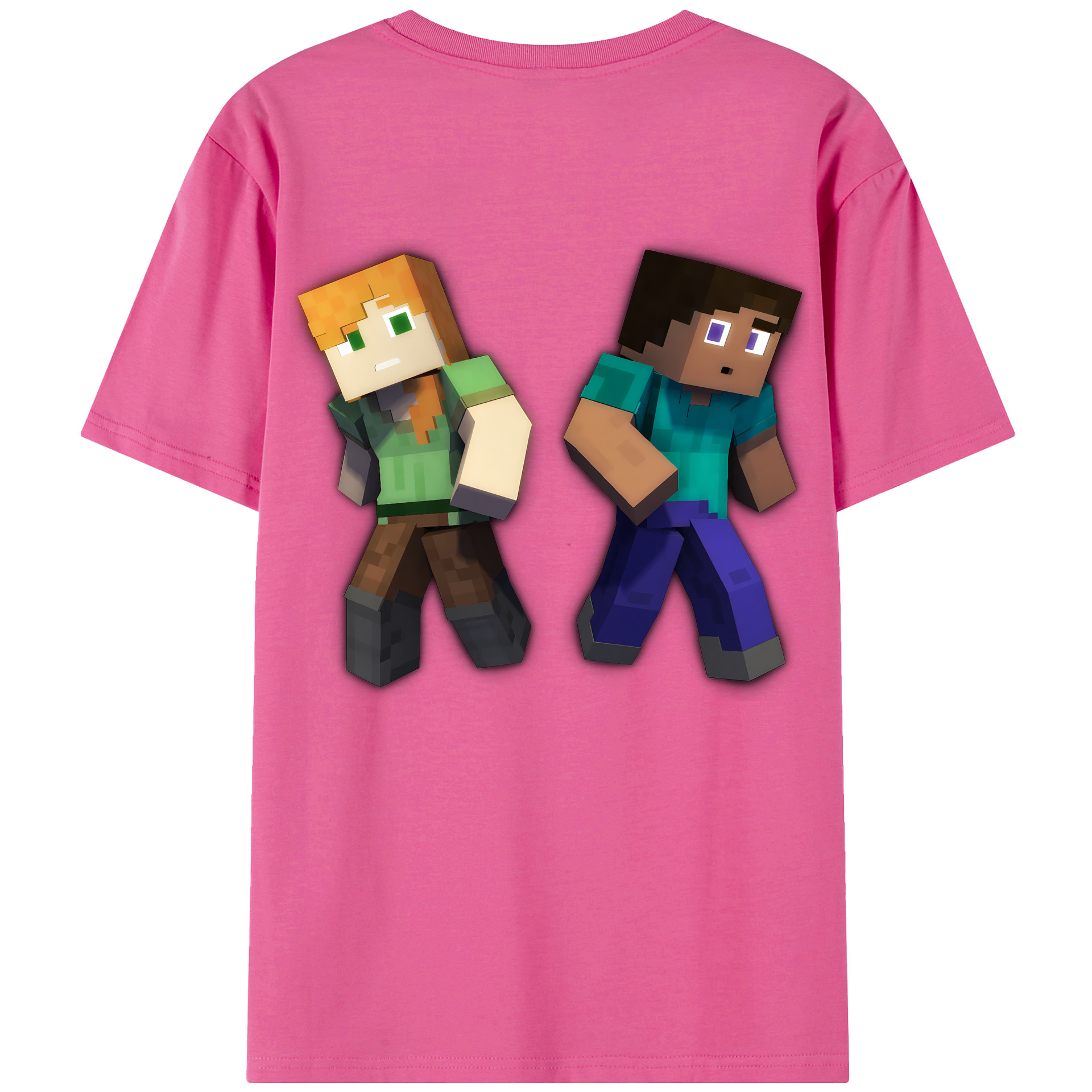 （画像用） マインクラフト ブロックの世界 Minecraft MC Block world レディース半袖Tシャツ(バックプリント)