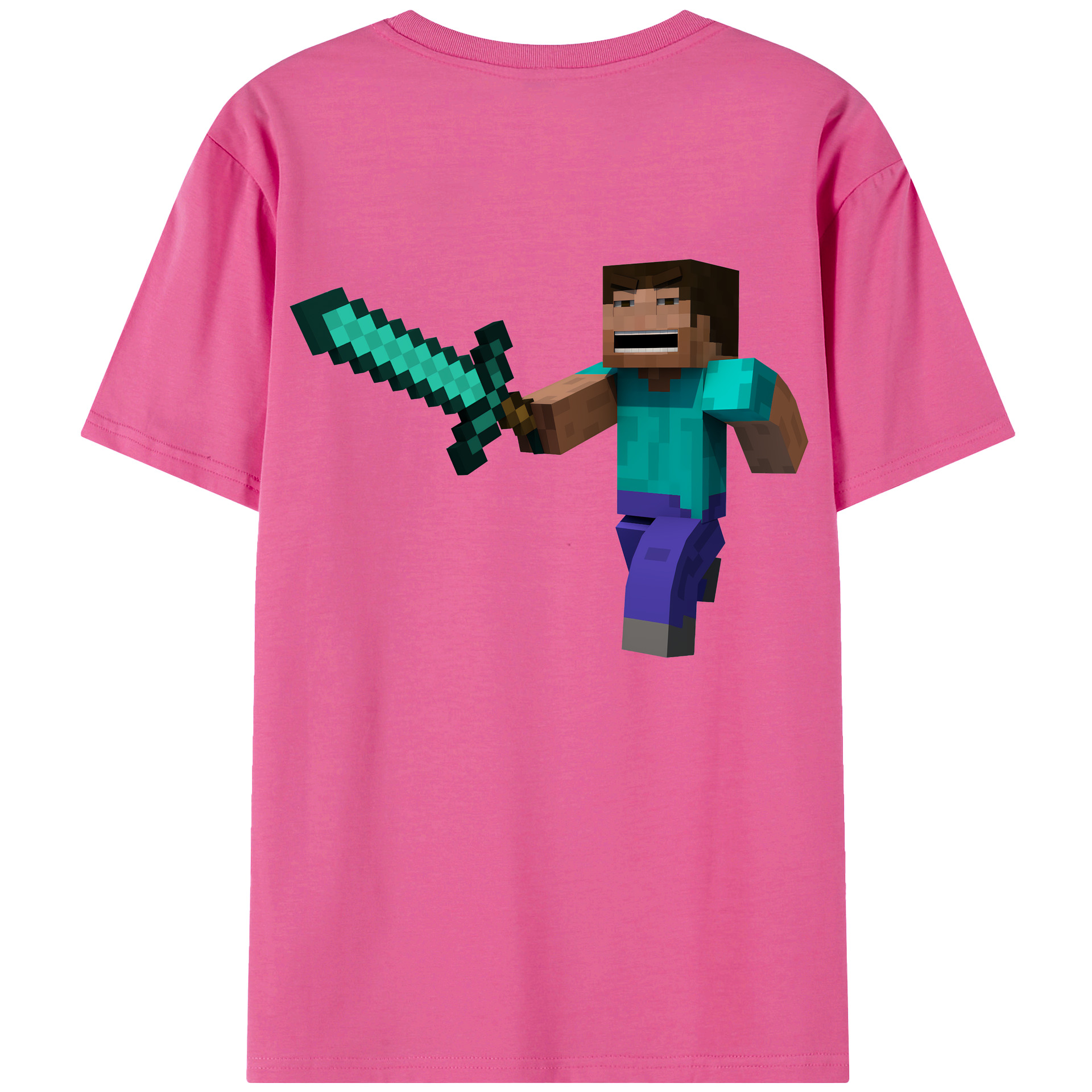 （画像用） マインクラフト ブロックの世界 Minecraft MC Block world レディース半袖Tシャツ(バックプリント)