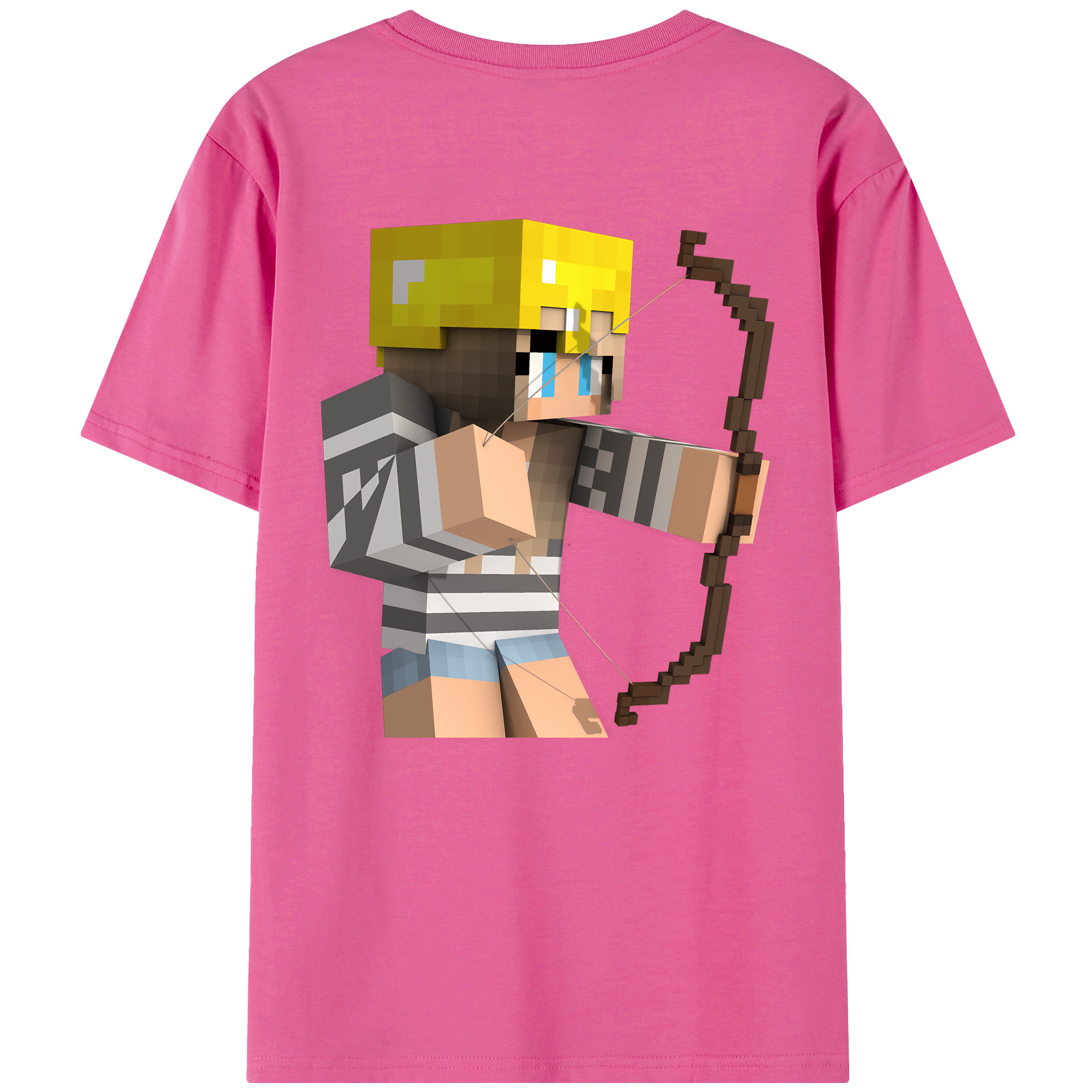 （画像用） マインクラフト ブロックの世界 Minecraft MC Block world レディース半袖Tシャツ(バックプリント)