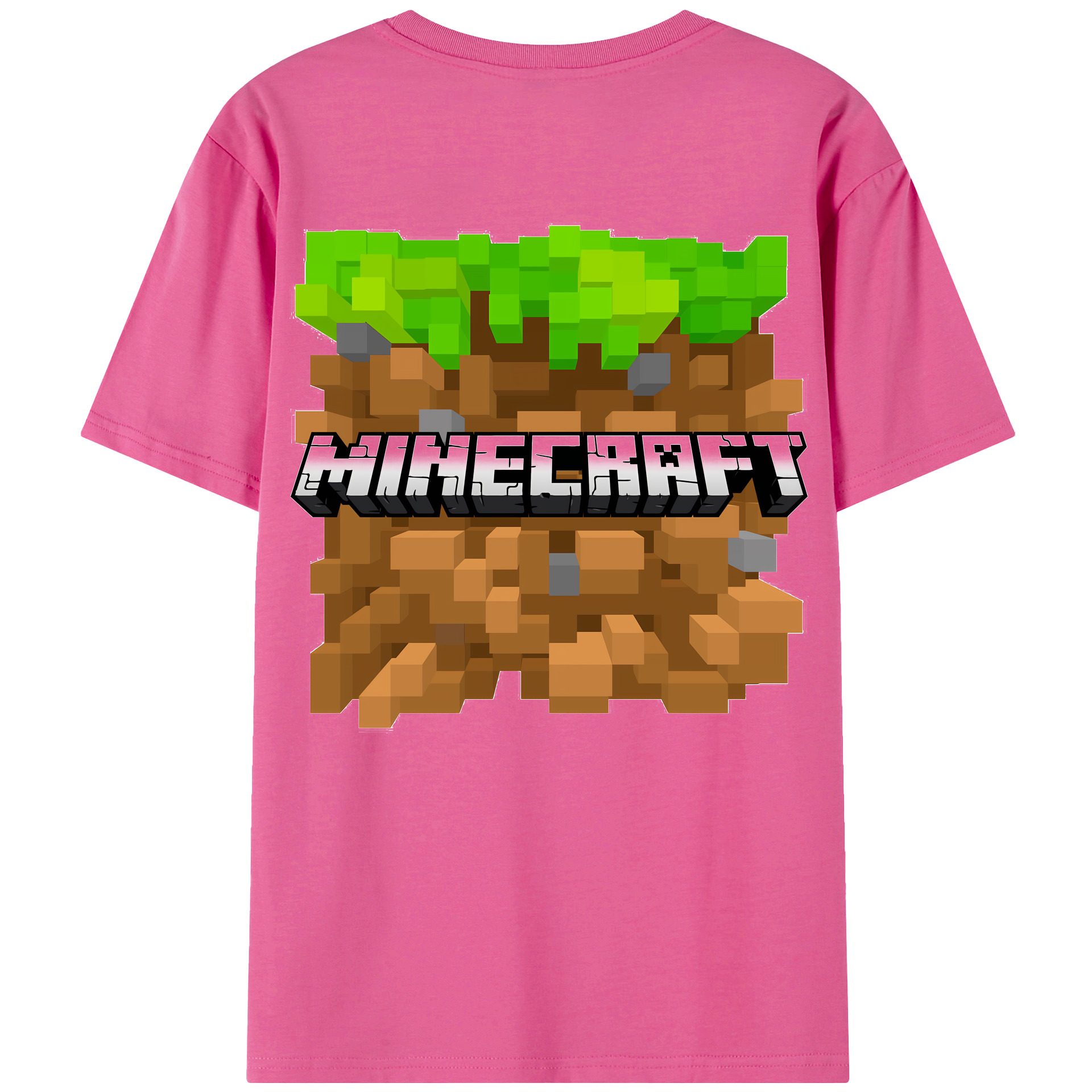 （画像用） マインクラフト ブロックの世界 Minecraft MC Block world レディース半袖Tシャツ(バックプリント)