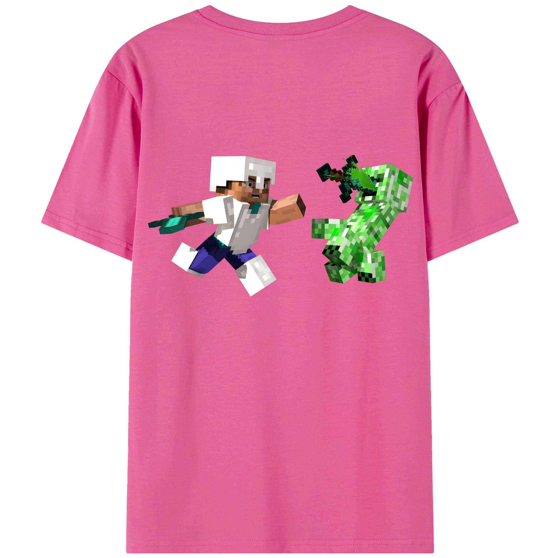 （画像用） マインクラフト ブロックの世界 Minecraft MC Block world レディース半袖Tシャツ(バックプリント)