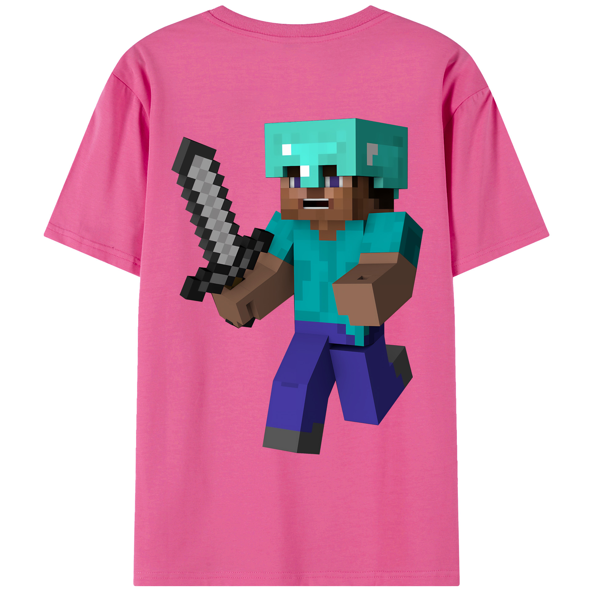 （画像用） マインクラフト ブロックの世界 Minecraft MC Block world レディース半袖Tシャツ(バックプリント)