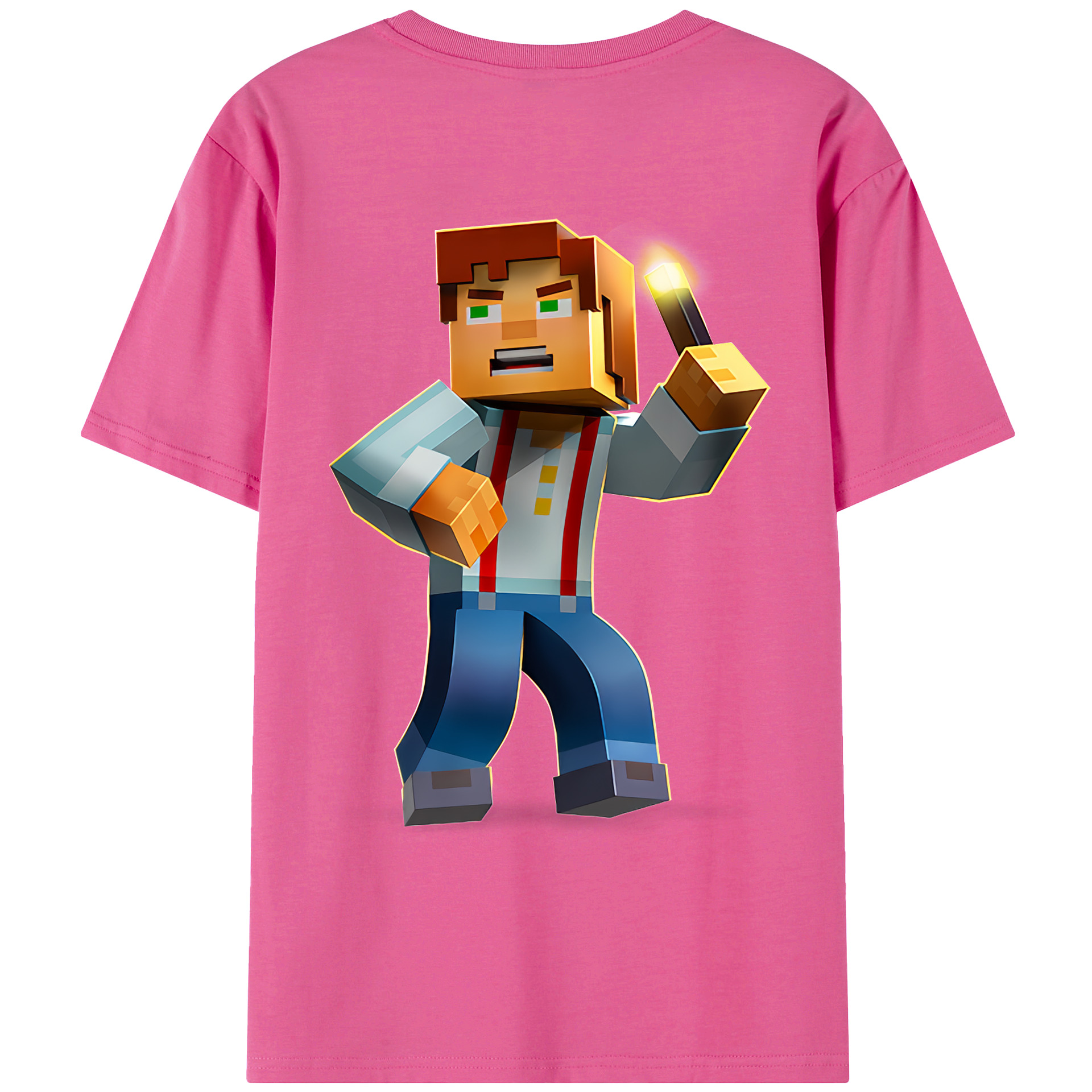 （画像用） マインクラフト ブロックの世界 Minecraft MC Block world レディース半袖Tシャツ(バックプリント)
