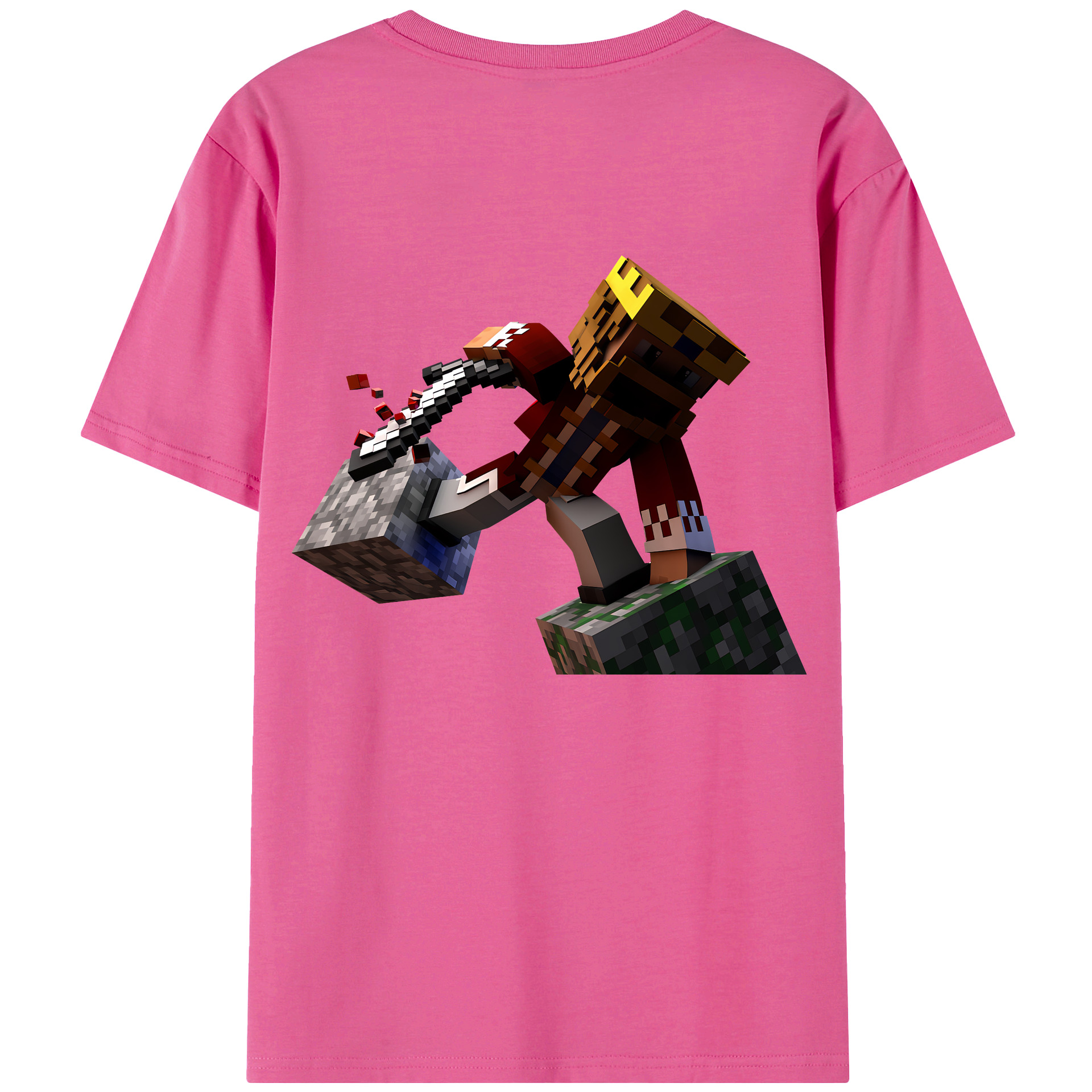 （画像用） マインクラフト ブロックの世界 Minecraft MC Block world レディース半袖Tシャツ(バックプリント)
