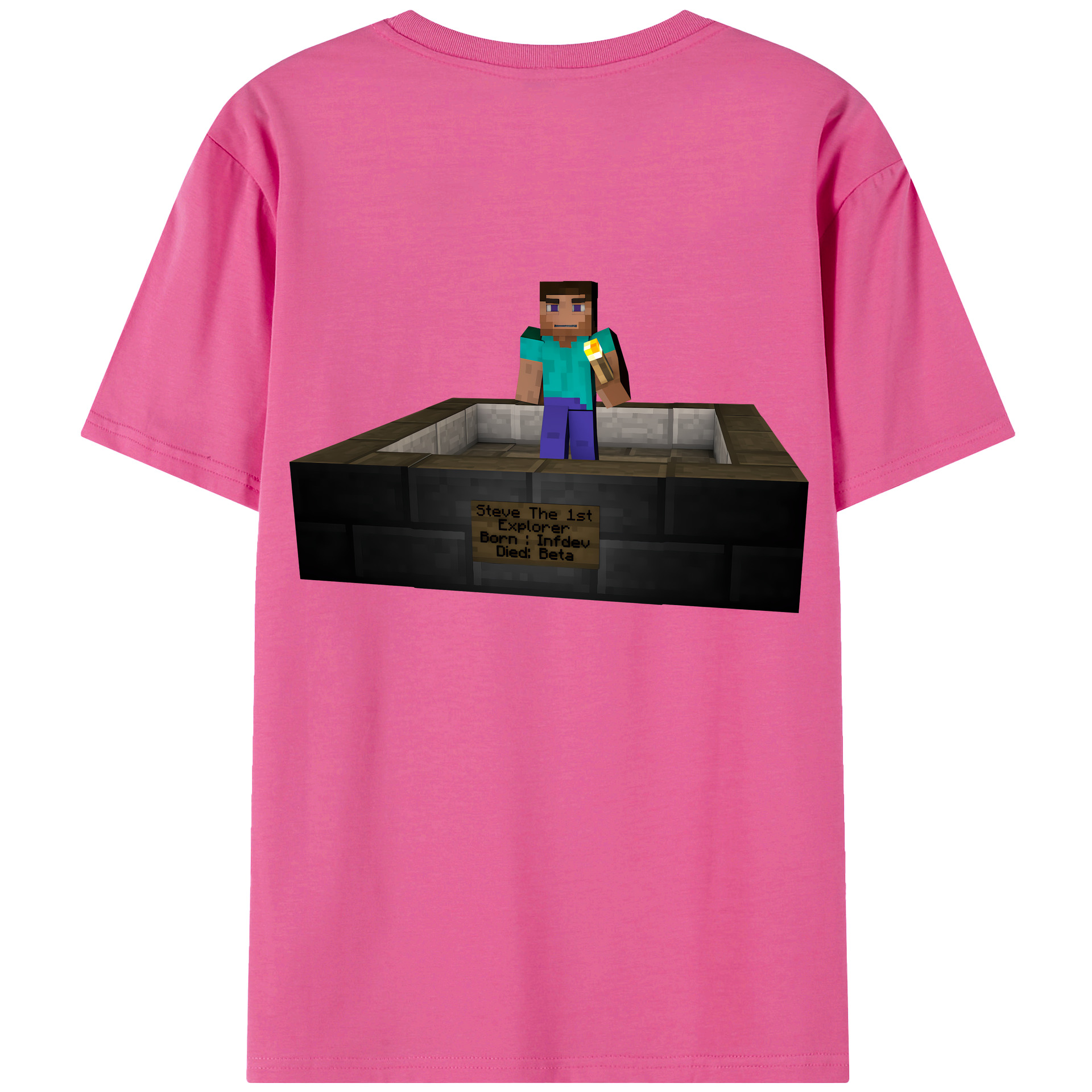 （画像用） マインクラフト ブロックの世界 Minecraft MC Block world レディース半袖Tシャツ(バックプリント)