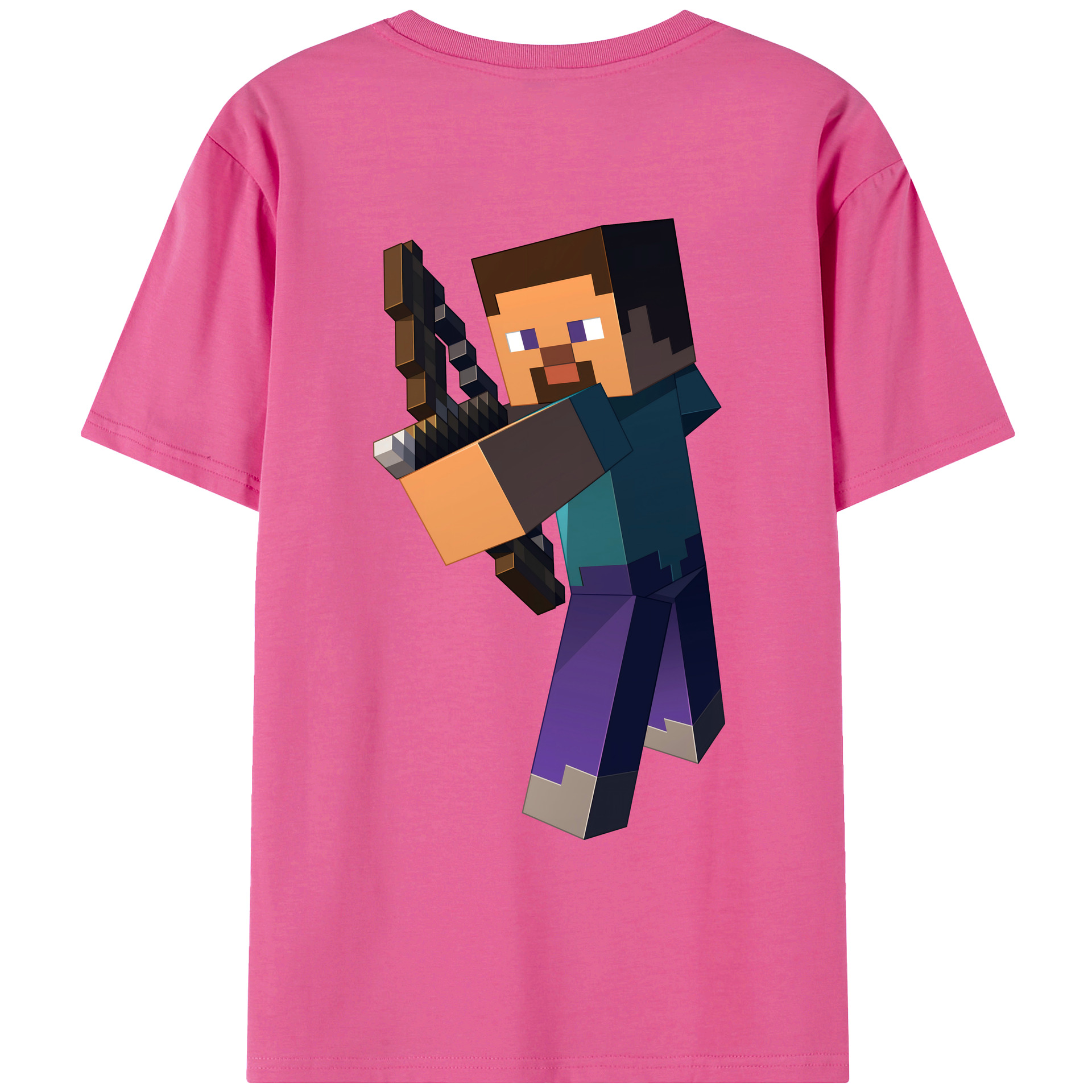 （画像用） マインクラフト ブロックの世界 Minecraft MC Block world レディース半袖Tシャツ(バックプリント)