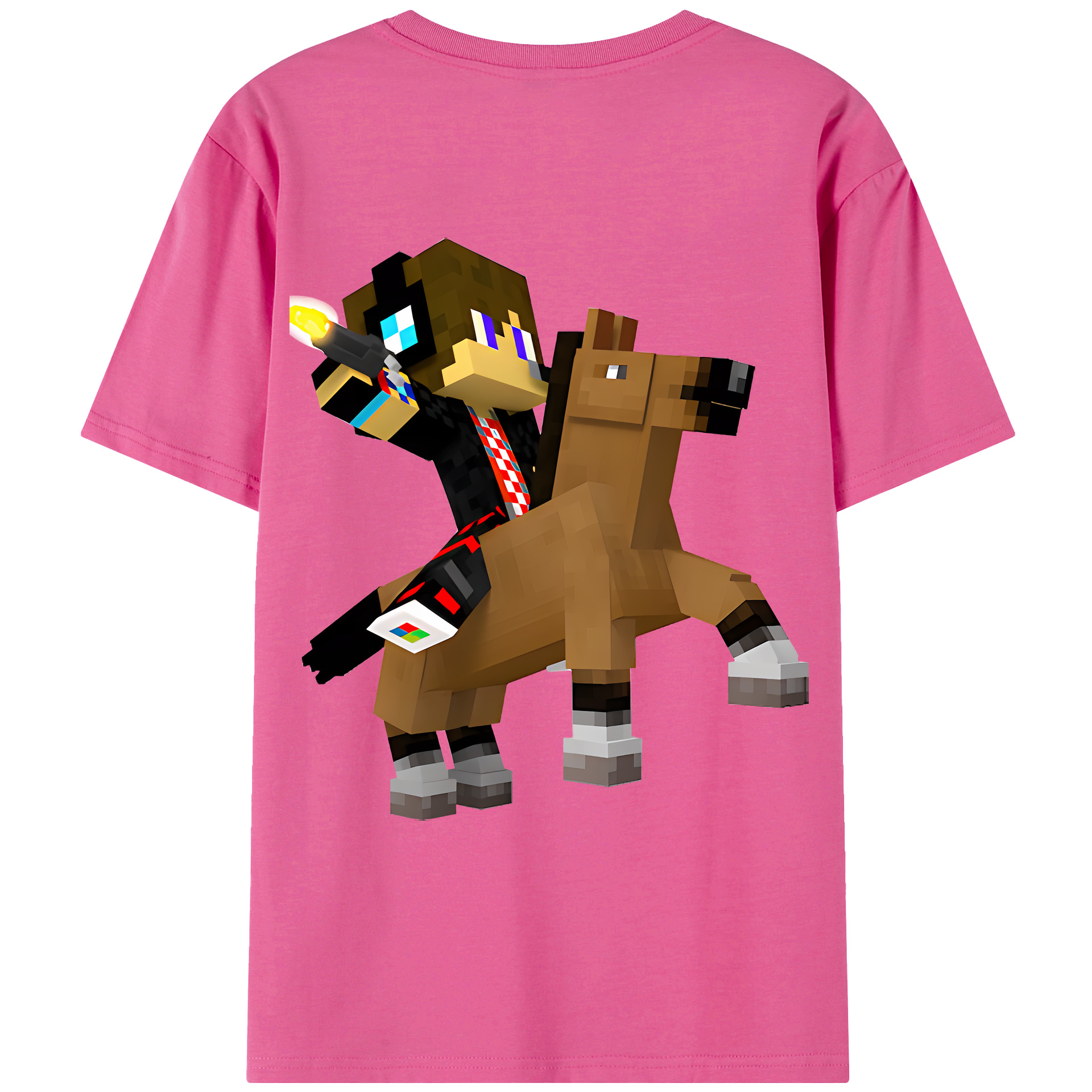 （画像用） マインクラフト ブロックの世界 Minecraft MC Block world レディース半袖Tシャツ(バックプリント)