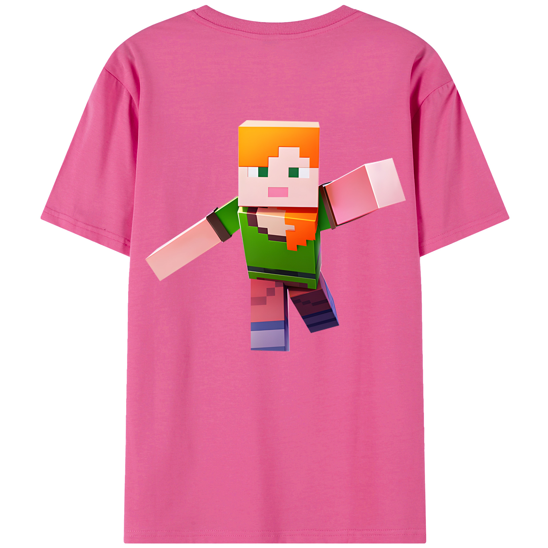 （画像用） マインクラフト ブロックの世界 Minecraft MC Block world レディース半袖Tシャツ(バックプリント)