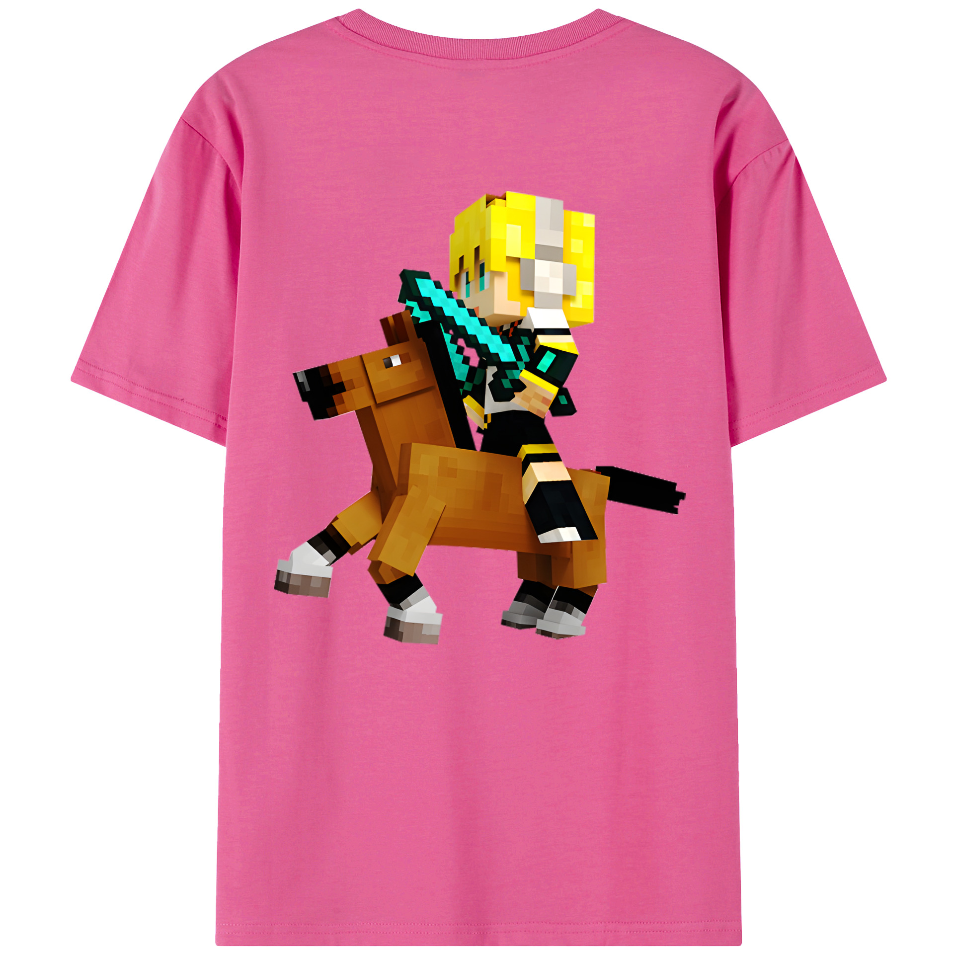 （画像用） マインクラフト ブロックの世界 Minecraft MC Block world レディース半袖Tシャツ(バックプリント)