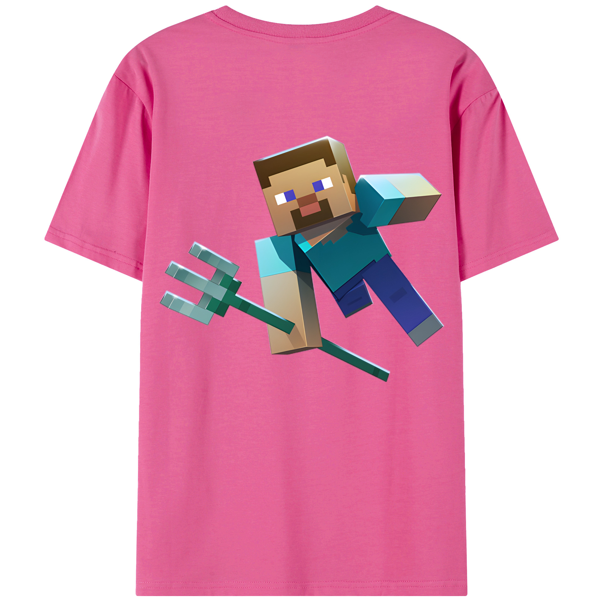 （画像用） マインクラフト ブロックの世界 Minecraft MC Block world レディース半袖Tシャツ(バックプリント)