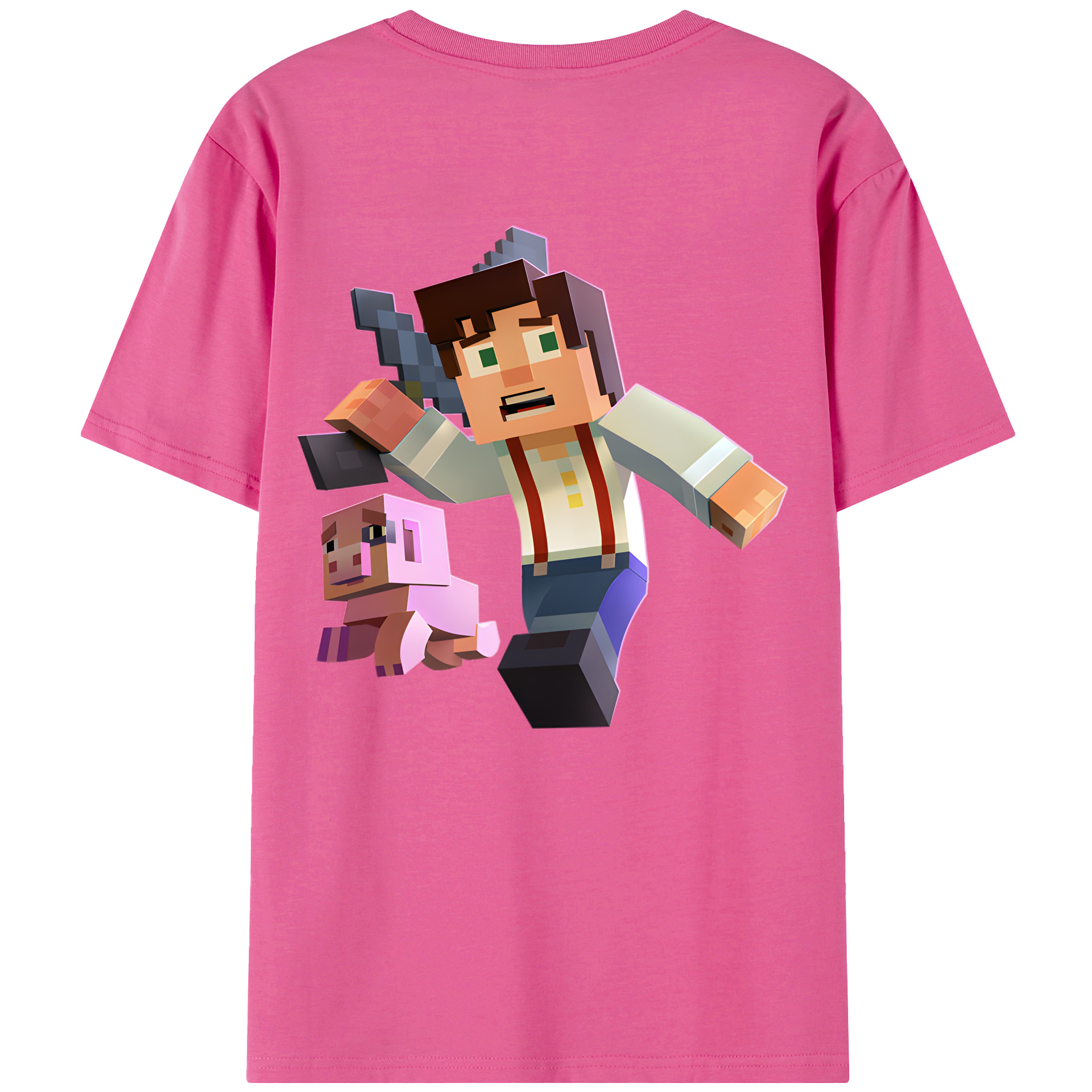 （画像用） マインクラフト ブロックの世界 Minecraft MC Block world レディース半袖Tシャツ(バックプリント)