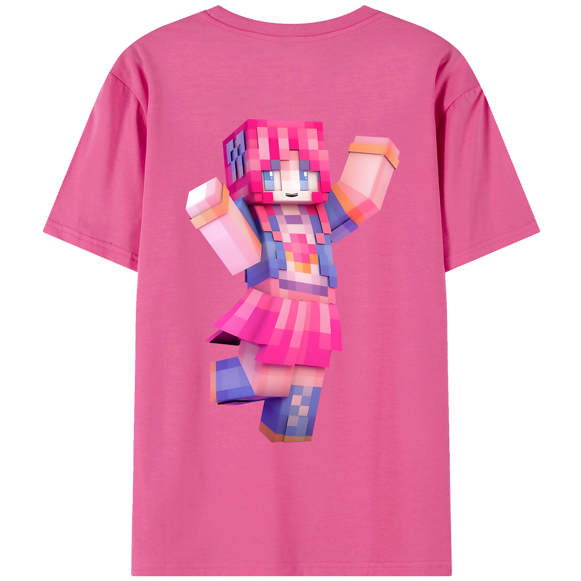 （画像用） マインクラフト ブロックの世界 Minecraft MC Block world レディース半袖Tシャツ(バックプリント)