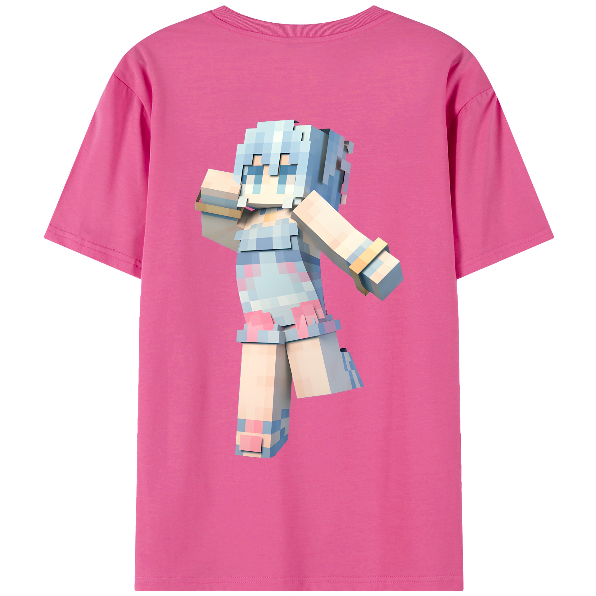 （画像用） マインクラフト ブロックの世界 Minecraft MC Block world レディース半袖Tシャツ(バックプリント)
