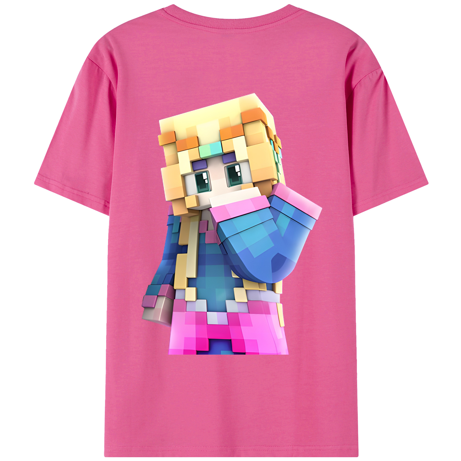（画像用） マインクラフト ブロックの世界 Minecraft MC Block world レディース半袖Tシャツ(バックプリント)