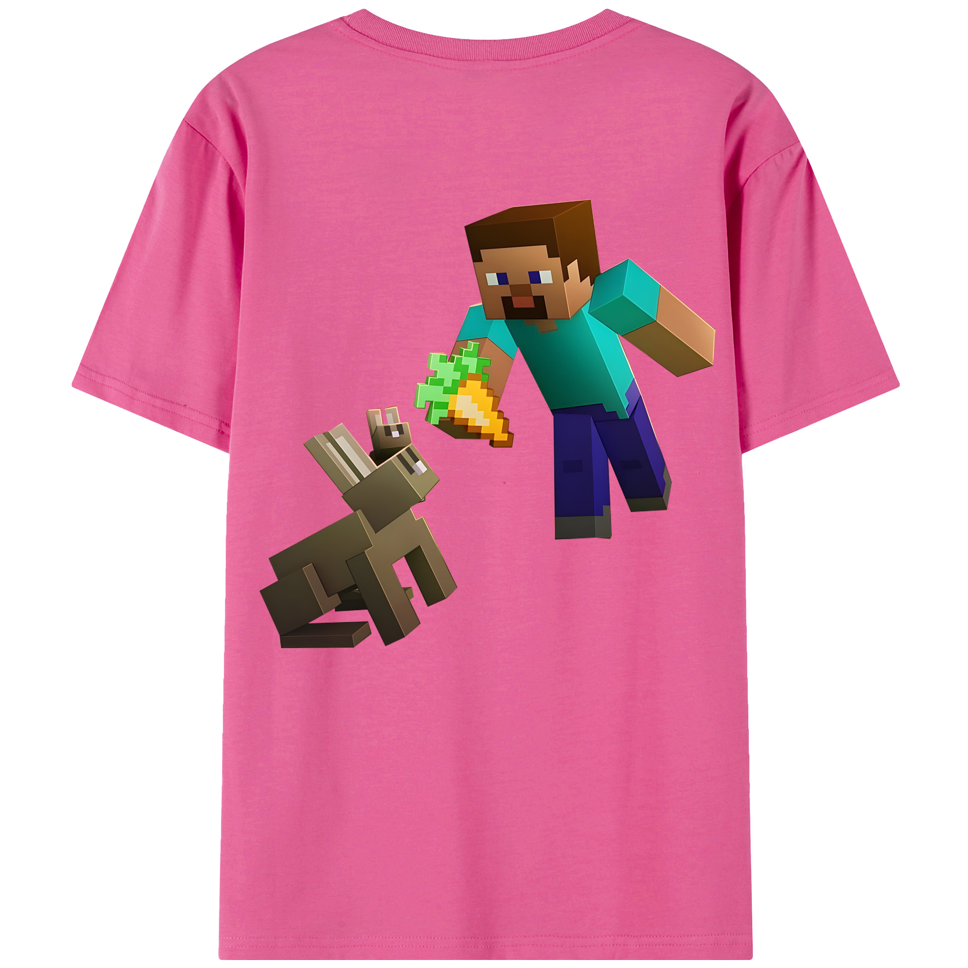 （画像用） マインクラフト ブロックの世界 Minecraft MC Block world レディース半袖Tシャツ(バックプリント)