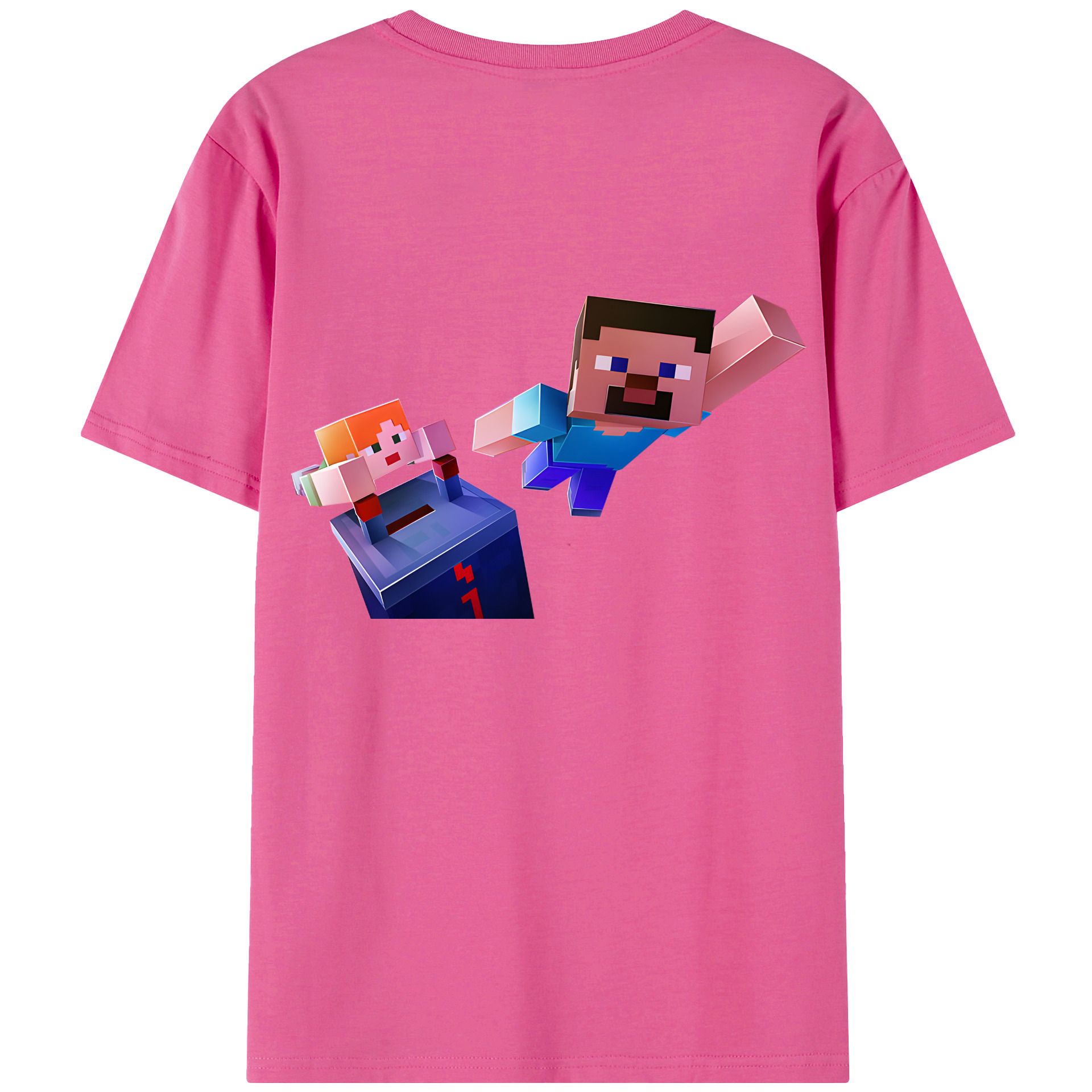 （画像用） マインクラフト ブロックの世界 Minecraft MC Block world レディース半袖Tシャツ(バックプリント)