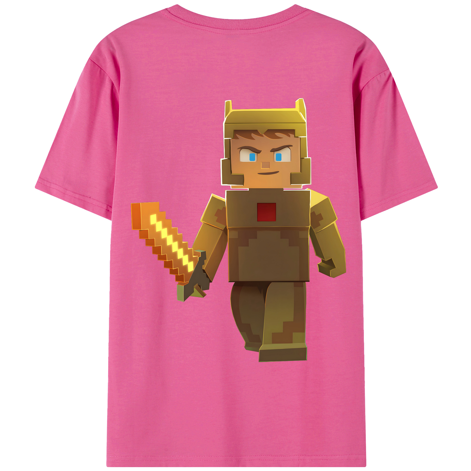 （画像用） マインクラフト ブロックの世界 Minecraft MC Block world レディース半袖Tシャツ(バックプリント)