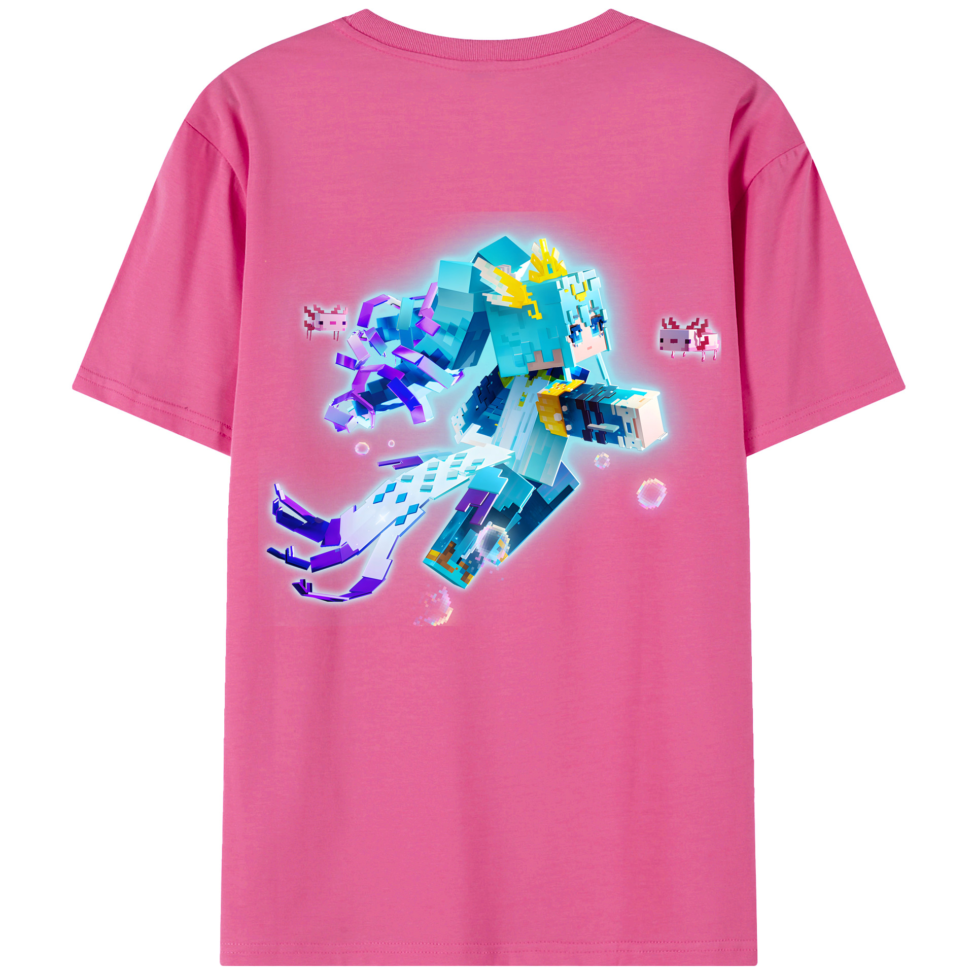 （画像用） マインクラフト ブロックの世界 Minecraft MC Block world レディース半袖Tシャツ(バックプリント)
